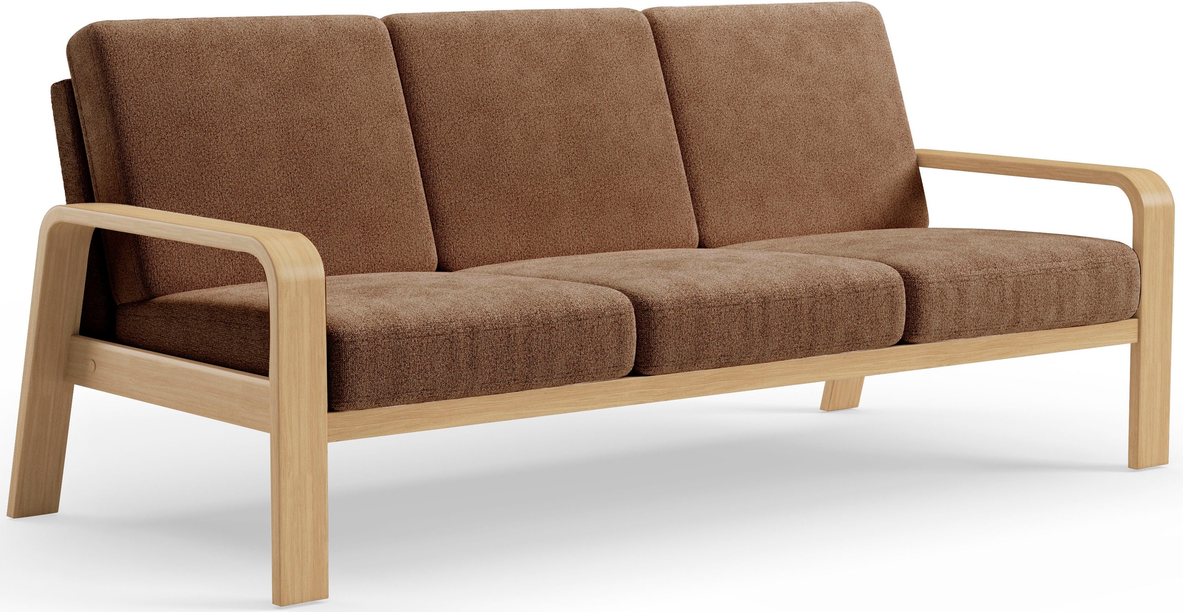 Thumbnail - sit&more 3-Sitzer "Kolding" Armlehnen aus Buchenholz in natur, verschiedene Bezüge und Farben