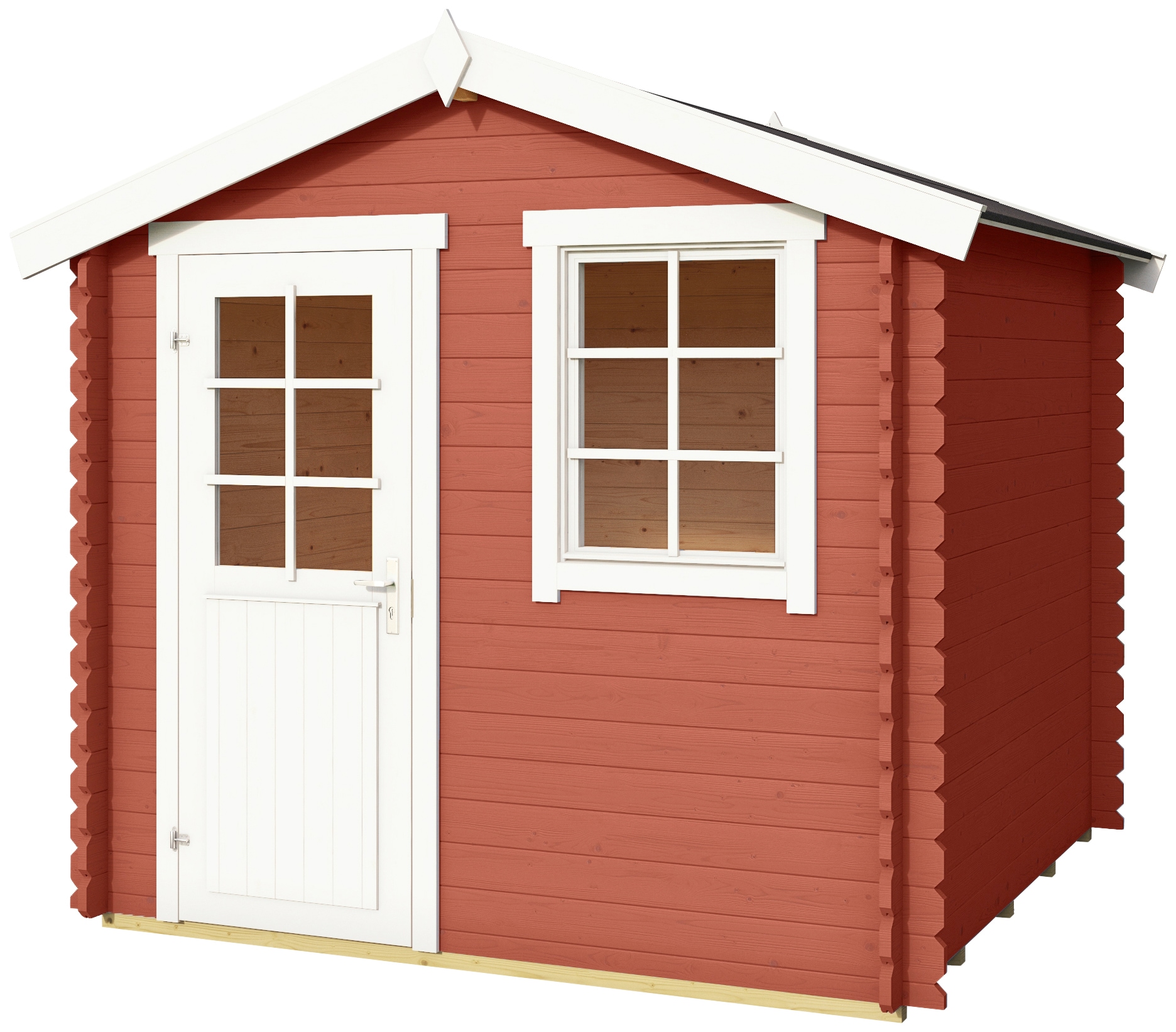 LASITA MAJA Gartenhaus "Wels 2" Blockbohlenhaus 28mm, Fundamentmass 2300x2300, Schwedenrot