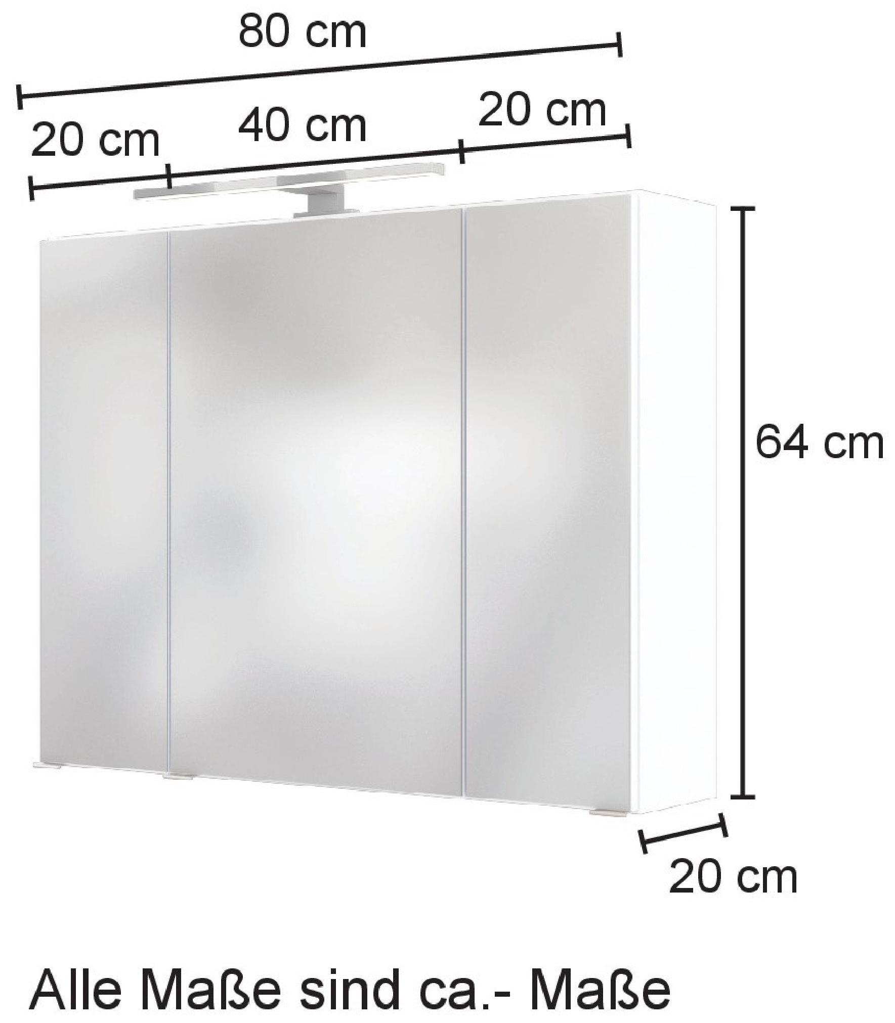 welltime Spiegelschrank »Kaunas«, 80 cm breit, Soft-Close-Funktion