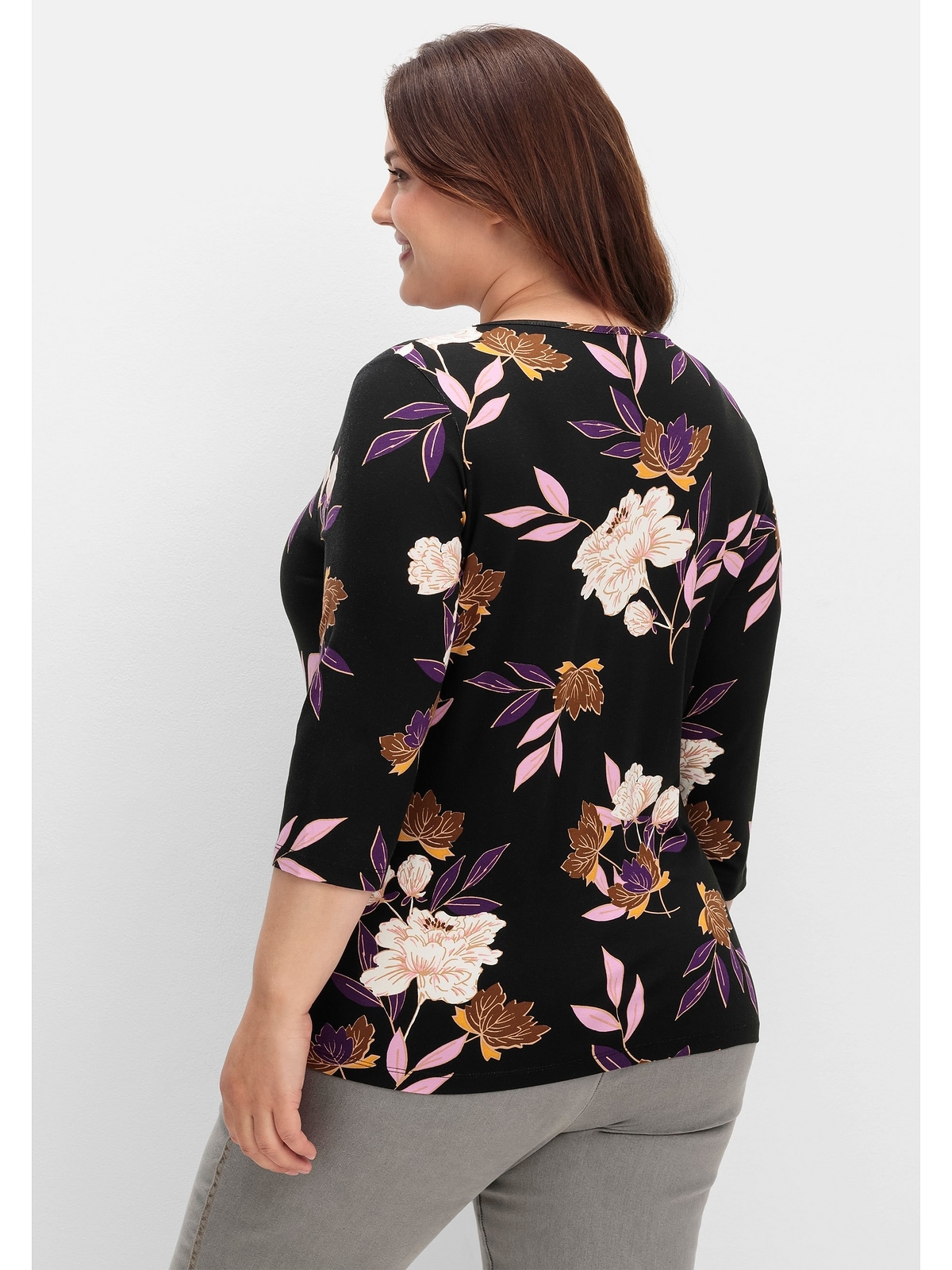 Sheego 3/4-Arm-Shirt "Große Größen", mit Blumenprint, aus Viskosejersey günstig online kaufen