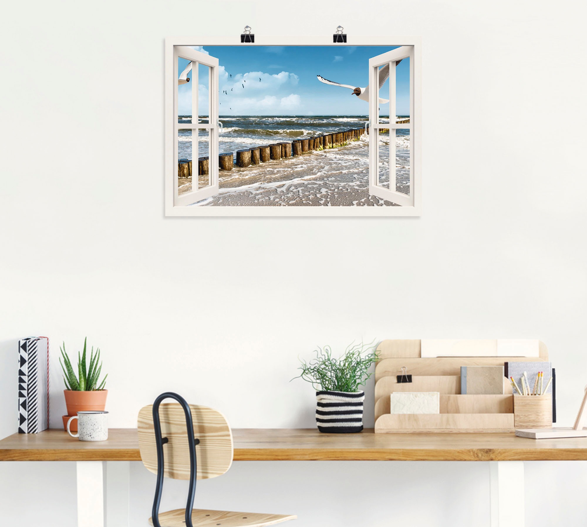 Artland Wandbild "Fensterblick - Ostsee", Fensterblick, (1 St.), als Leinwa günstig online kaufen