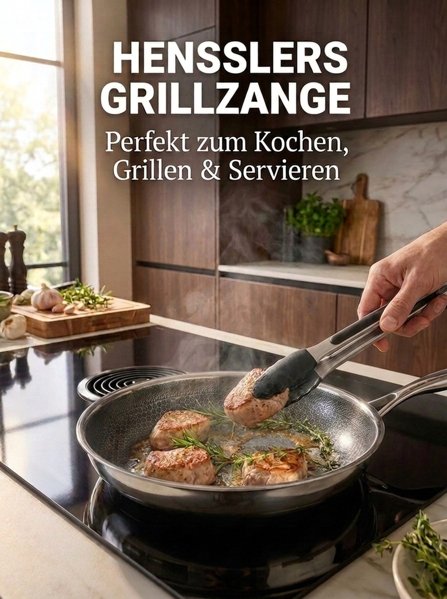 HENSSLERS Wok »Premium, Pfanne 28 cm, inklusive Grillzange« Edelstahl Set, 2 tlg.