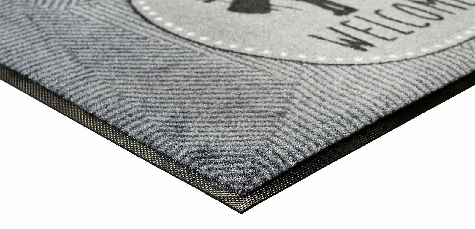 wash+dry by Kleen-Tex Fußmatte »Herr Just, Welcome«, rechteckig, 9 mm Höhe, Schmutzfangmatte, Motiv Hund, mit Spruch, rutschhemmend