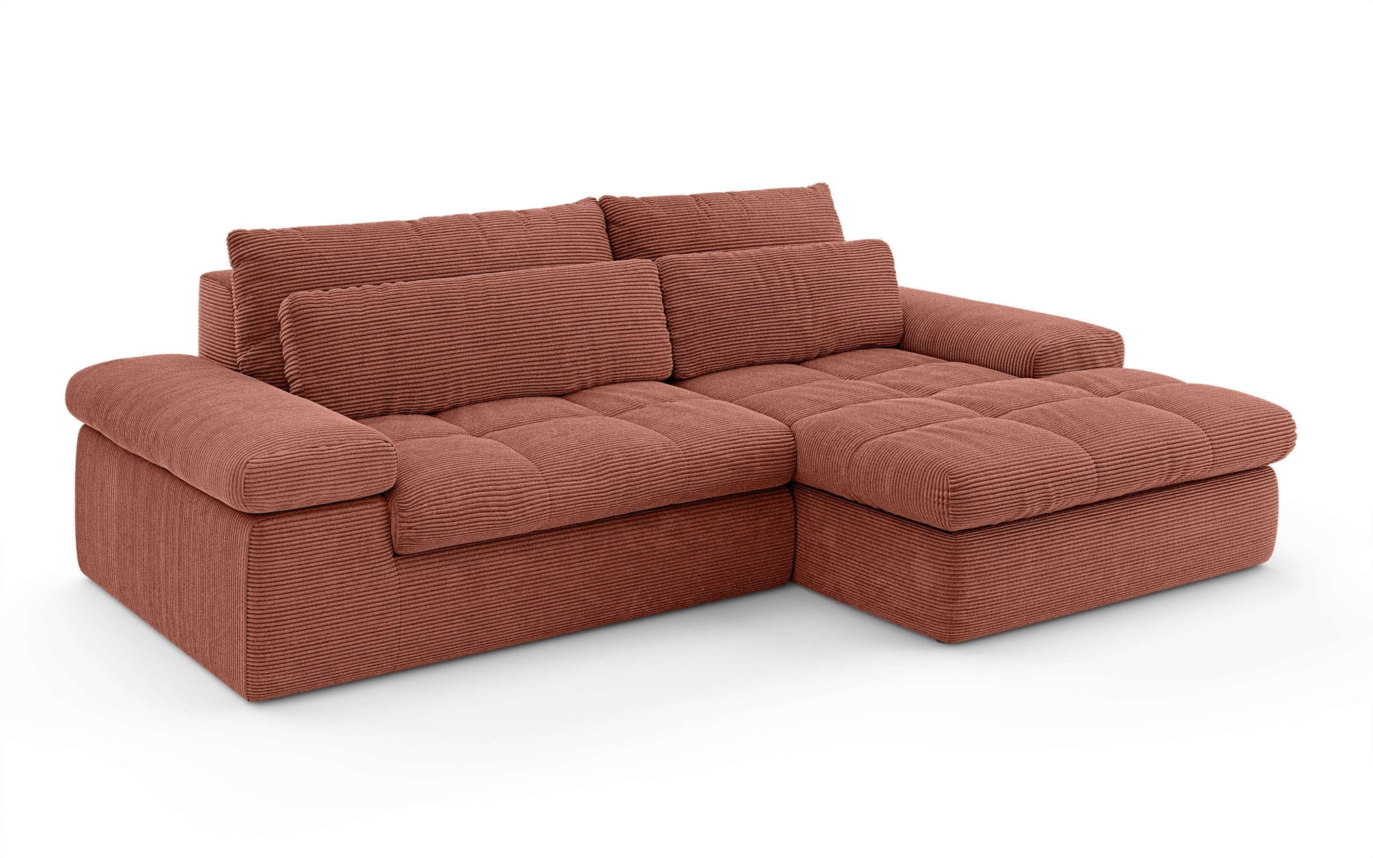 Home affaire Ecksofa »ALVERIE mit Recamiere, moderne Steppung, Maße: B/T/H 274/203/106 cm« L-Form mit Wellenunterfederung, mit 4 Rückenkissen, pflegeleicht Stoff