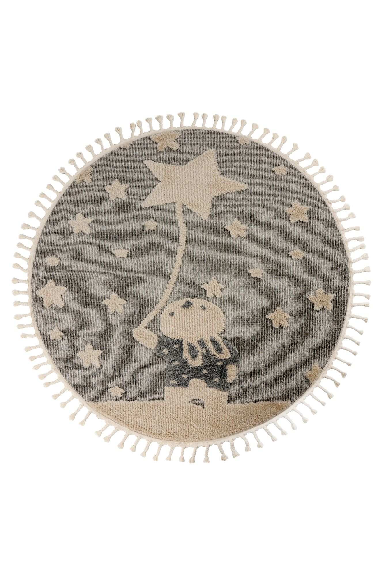 Kayoom Kinderteppich "Modena 418" rund 11 mm Höhe auch in rund, Kurzflor, Hoch Tief, mit Fransen