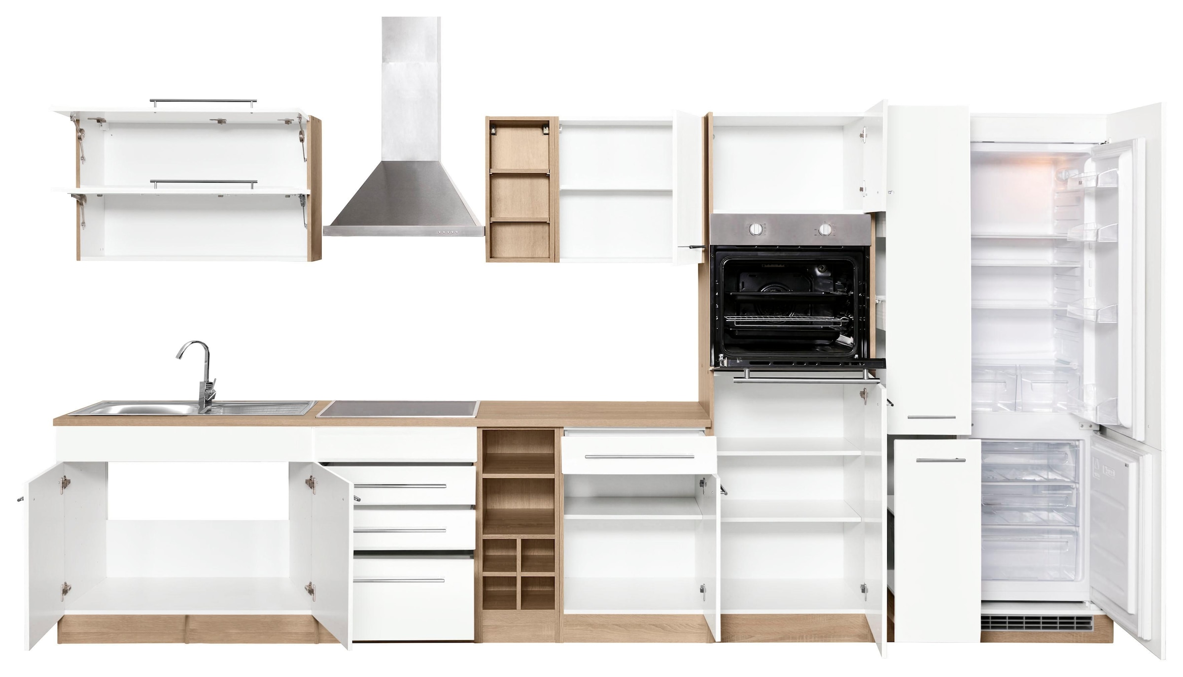 KOCHSTATION Küchenzeile »KS-Eton« mit E-Geräten, Breite 390 cm