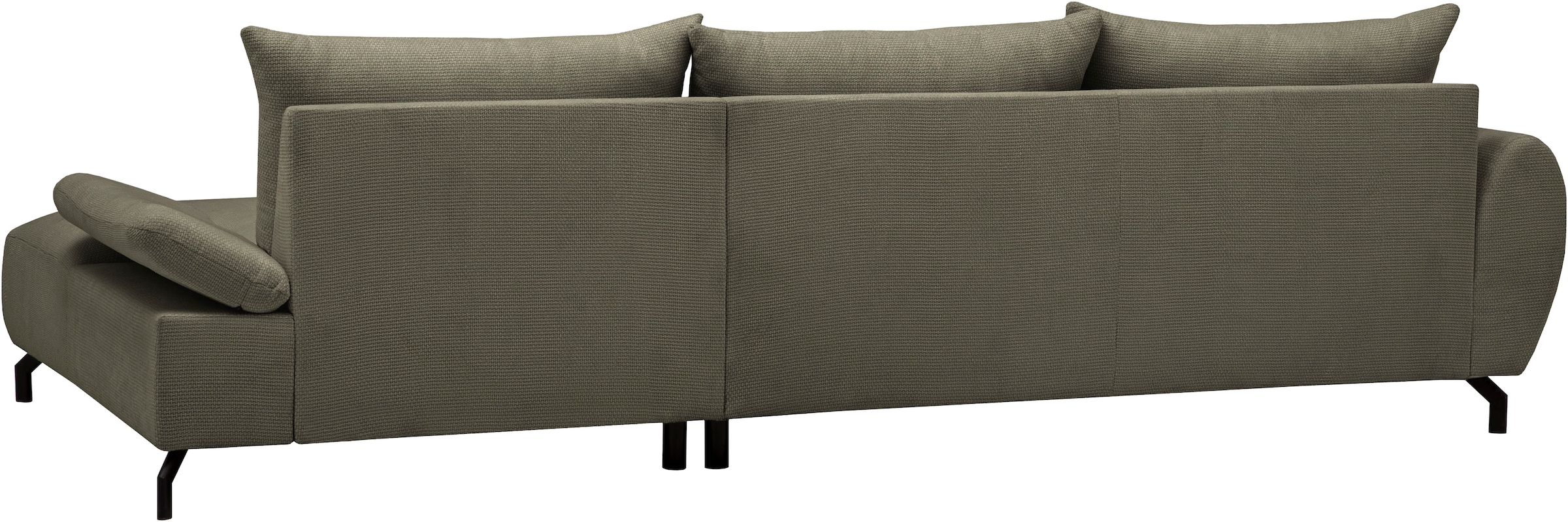 OTTO home Ecksofa »KELLIE, L-Form, 315 cm, verstellbare Armlehne, Metallfüße,« wahlweise Recamiere links o. rechts, Chenille-Stoff, hoher Sitzkomfort