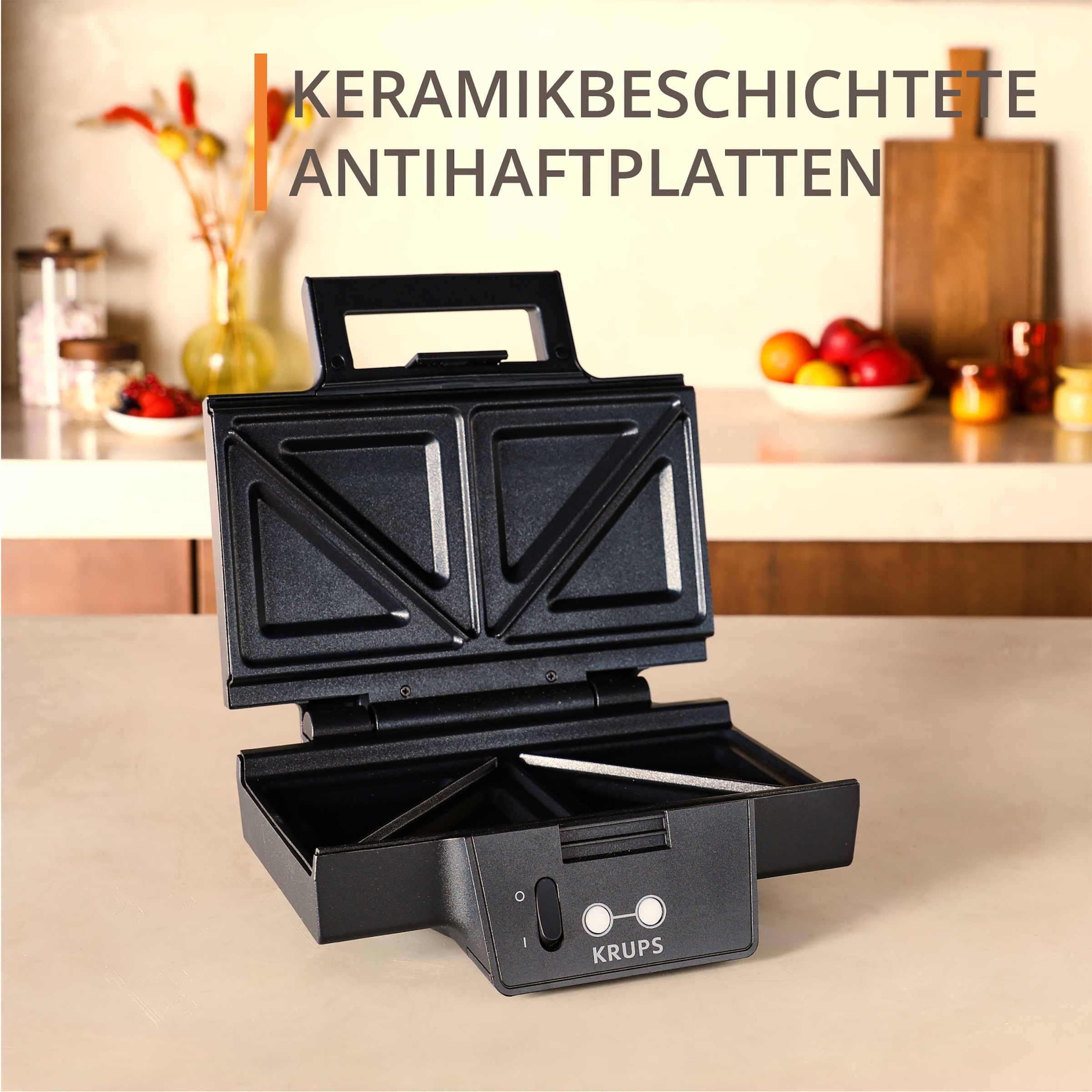 Krups Sandwichmaker »FDK461 Iconic Dreiecksform«, 850 W, keramikbeschichtete Antihaftplatten, kratzfest