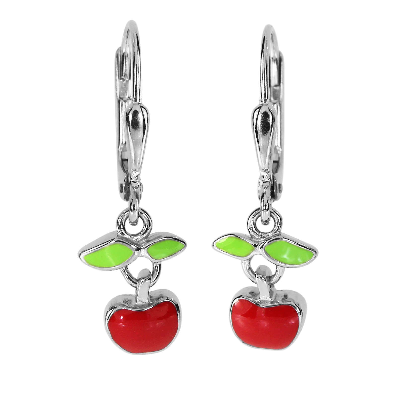 Paar Ohrhänger OSTSEE-SCHMUCK "- Apfel - Silber 925/000 -" Gr. 25, rot, Ohrringe, Damen, Silber 925 (Sterlingsilber)