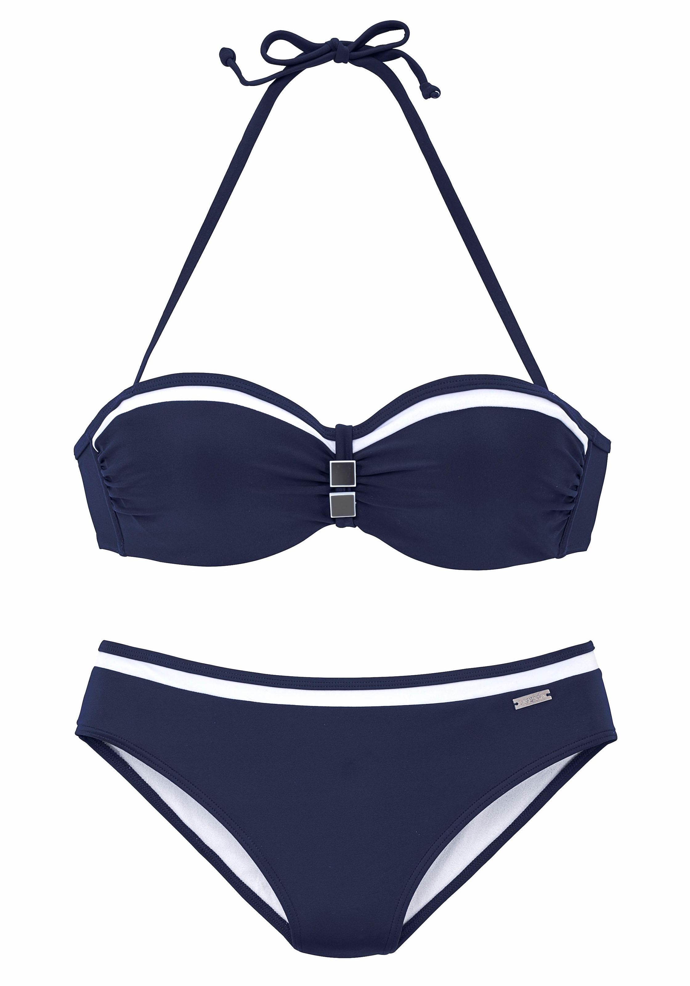 LASCANA Bügel-Bandeau-Bikini, mit Kontrastdetails