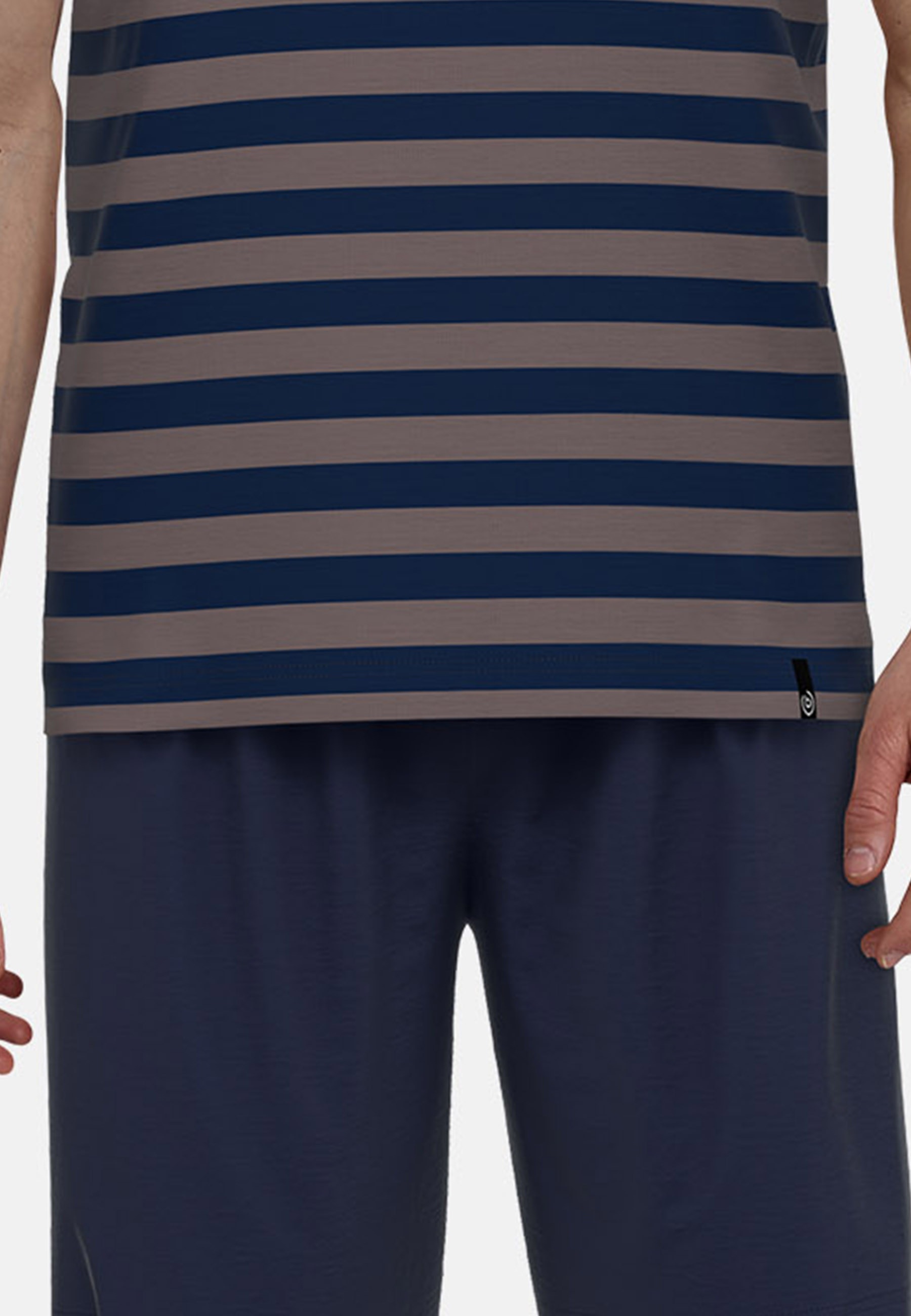 Thumbnail - bugatti Shorty "Turin" 2 tlg. Rundhalsausschnitt, Kurzarm, kurze Hose, Streifendesign, Baumwollmix