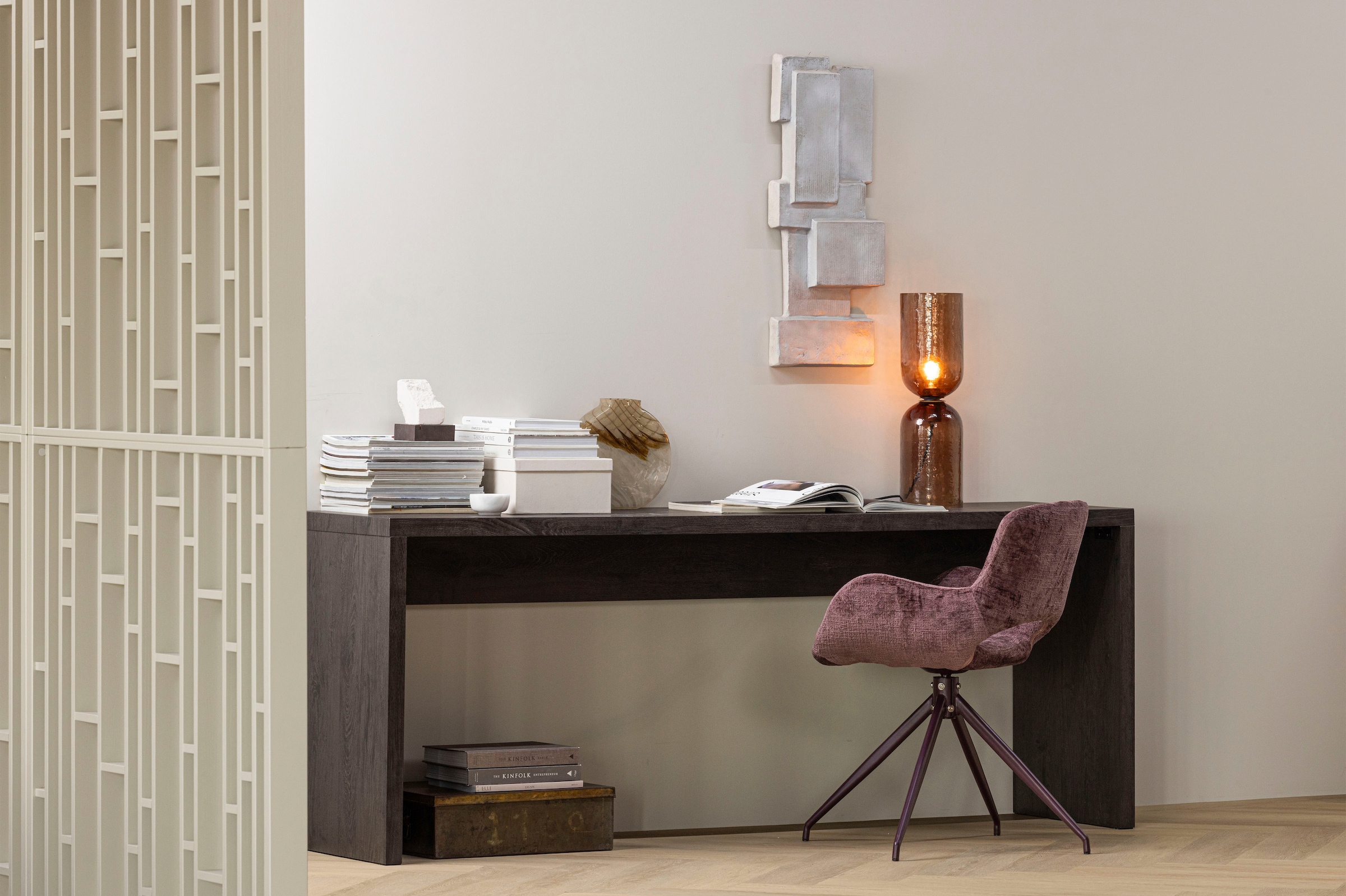 WOOOD Couchtisch »Maan MDF mit sichtbarer Holzmaserung, B 200 x T 45 x H 76 cm« Vollständig montiert geliefert, pflegeleicht, sichtbare Maserung