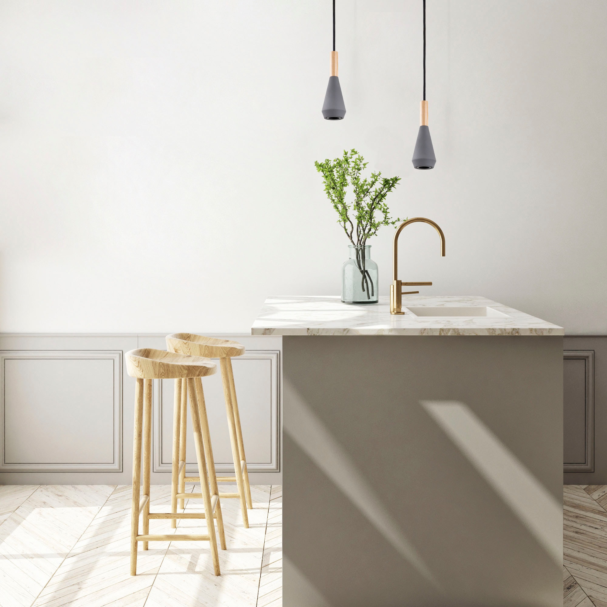 Paco Home Pendelleuchte »MORA«, Leuchtmittel GU10 | ohne Leuchtmittel, Wohnzimmer Esszimmer Klein Modern Holz Metall GU10 Trichterform