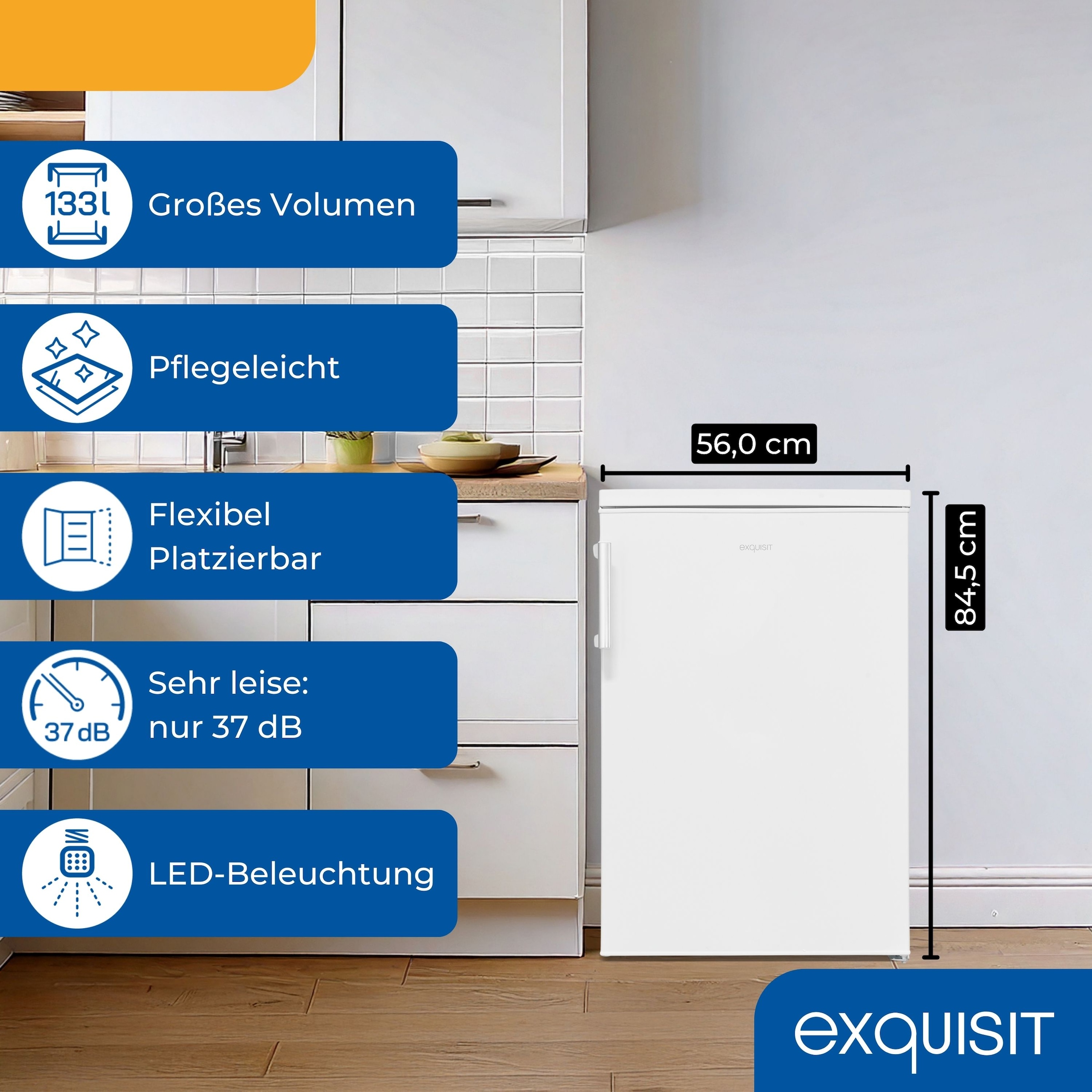 exquisit Kühlschrank KS16-V-H-010C weiss »KS16-V-H-010C weiss« 84,5 cm hoch 56 cm breit