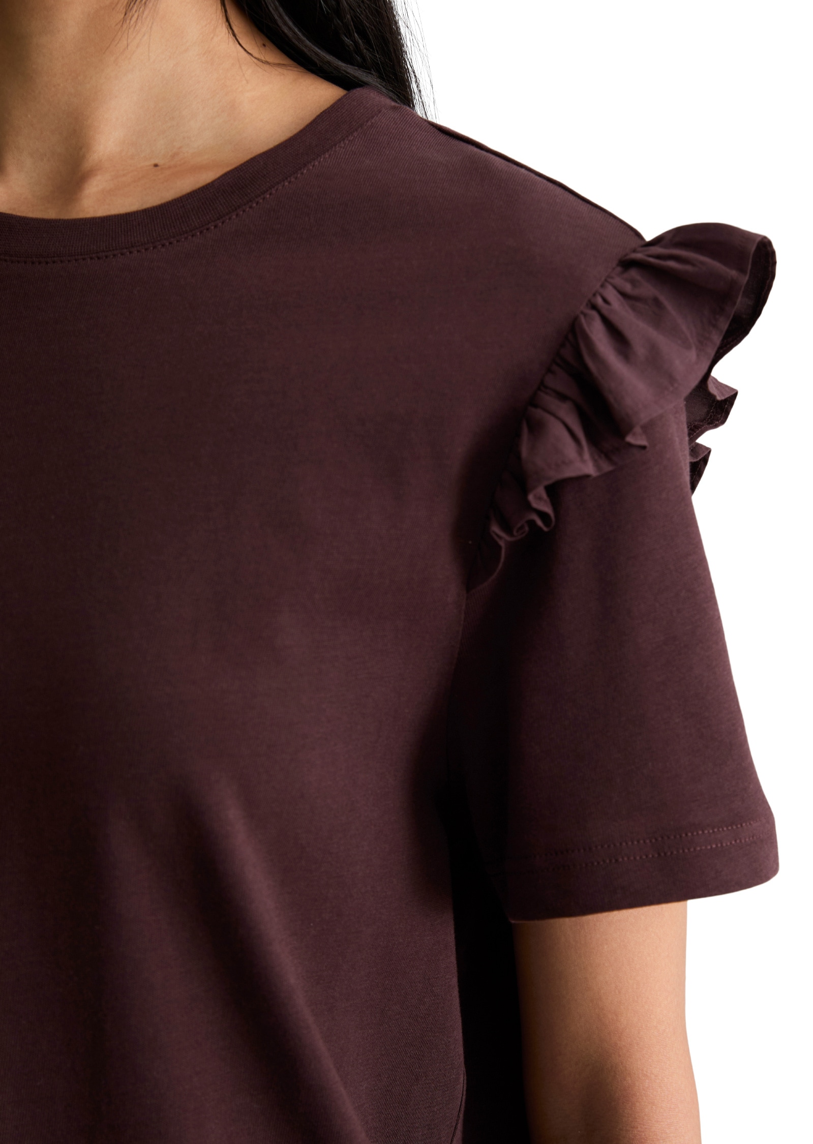 Marc O'Polo DENIM T-Shirt »mit Popline-Rüschen am Arm«