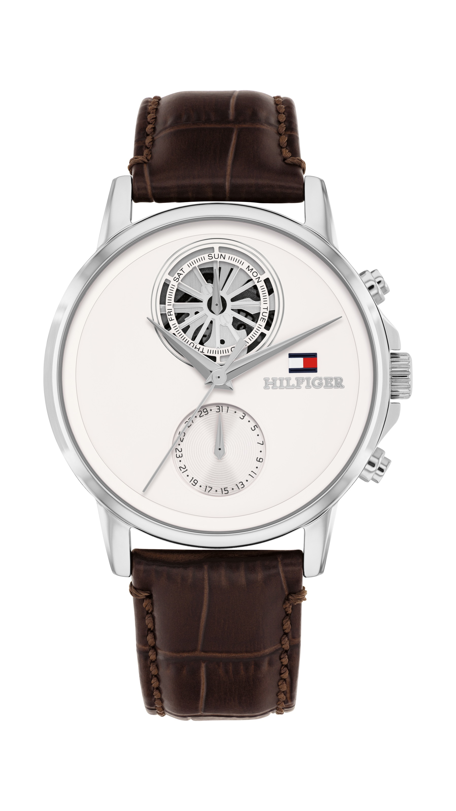 Tommy Hilfiger Multifunktionsuhr »Stewart« Quarzuhr, Armbanduhr, Herrenuhr, Lederarmband, analog