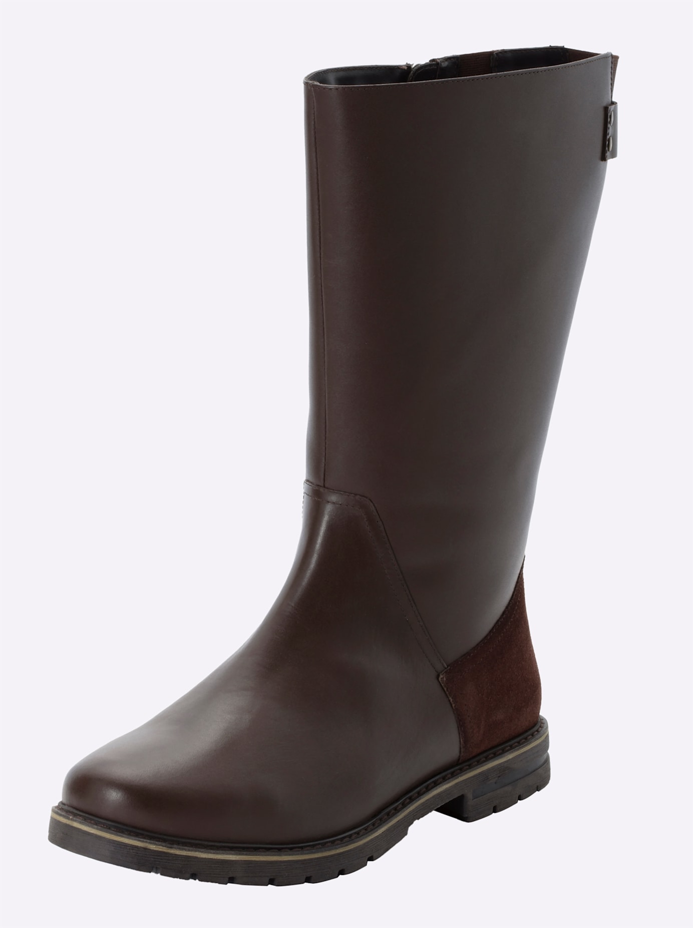 Weitschaftstiefel SHEEGO, Damen, Gr. 44, XL-Schaft, schoko, Rindsleder, Schuhe Weitschaftstiefel