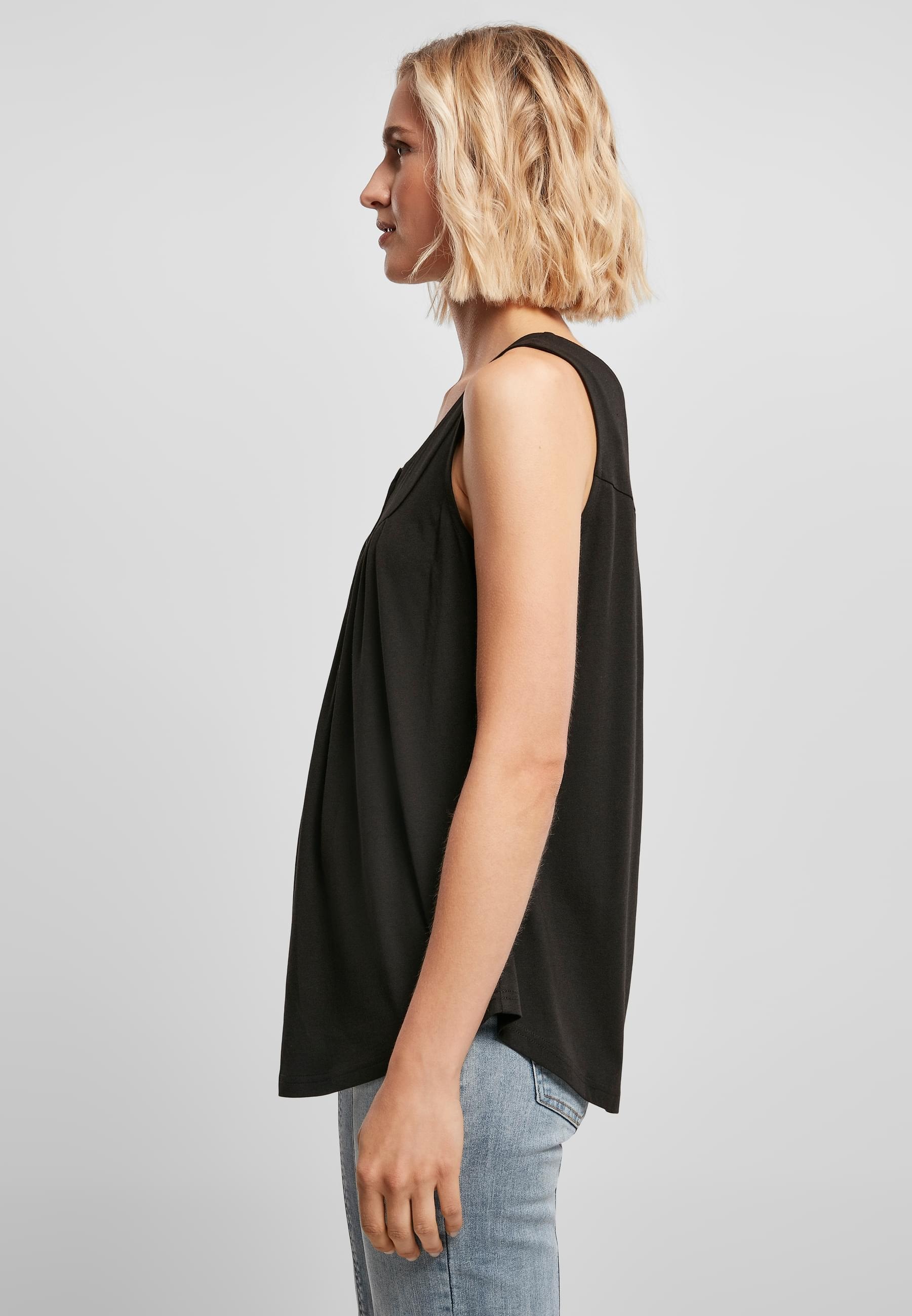 URBAN CLASSICS Muskelshirt »Urban Classics Damen Ladies Viscose Button Up Top«, (1 tlg.)