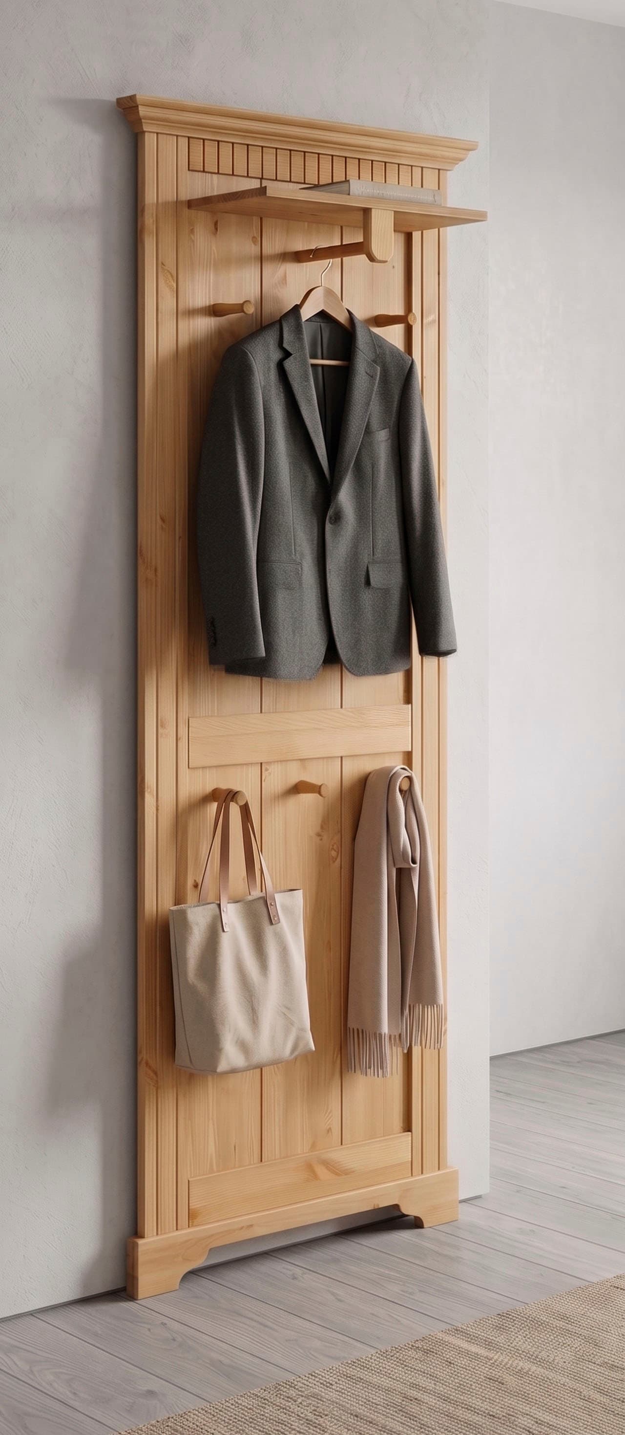 OTTO home Garderobenpaneel "Rustic" aus massiver Kiefer, Höhe 190 cm, mit Ablage, Holzhaken