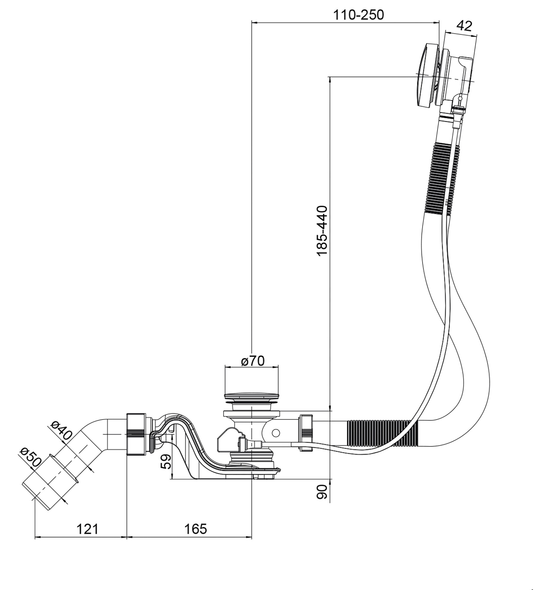 OTTOFOND Badewanne »Set Körpferformbadewanne«, (3 tlg.), 1500/700 mm, Körperformbadewanne