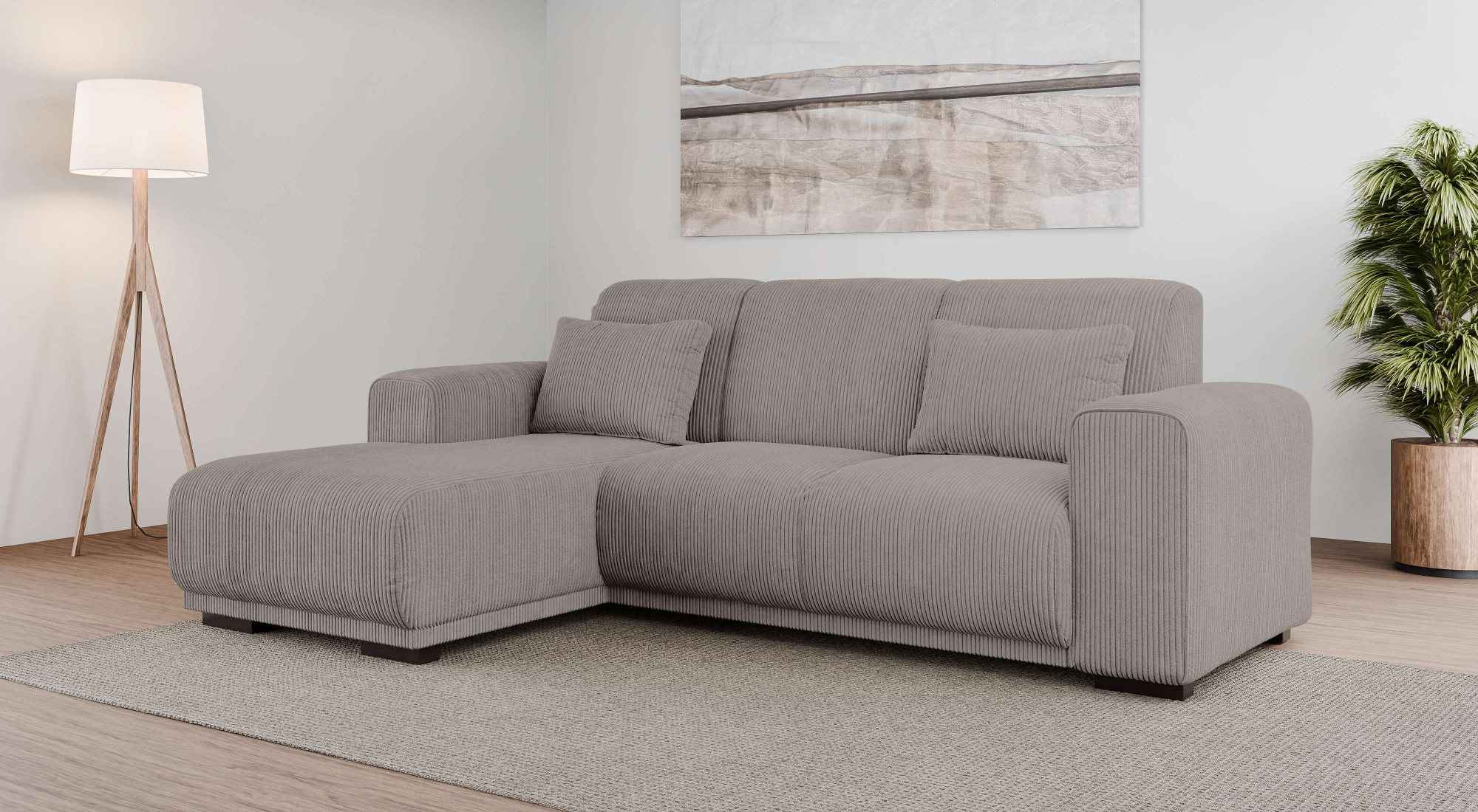 OTTO home Ecksofa "BORNHOLM L-Form, B: 234 cm - OTTO. Verlässliche Qualität." Recamiere links oder rechts bestellbar, Wellenfederung, inkl. 2 Kissen