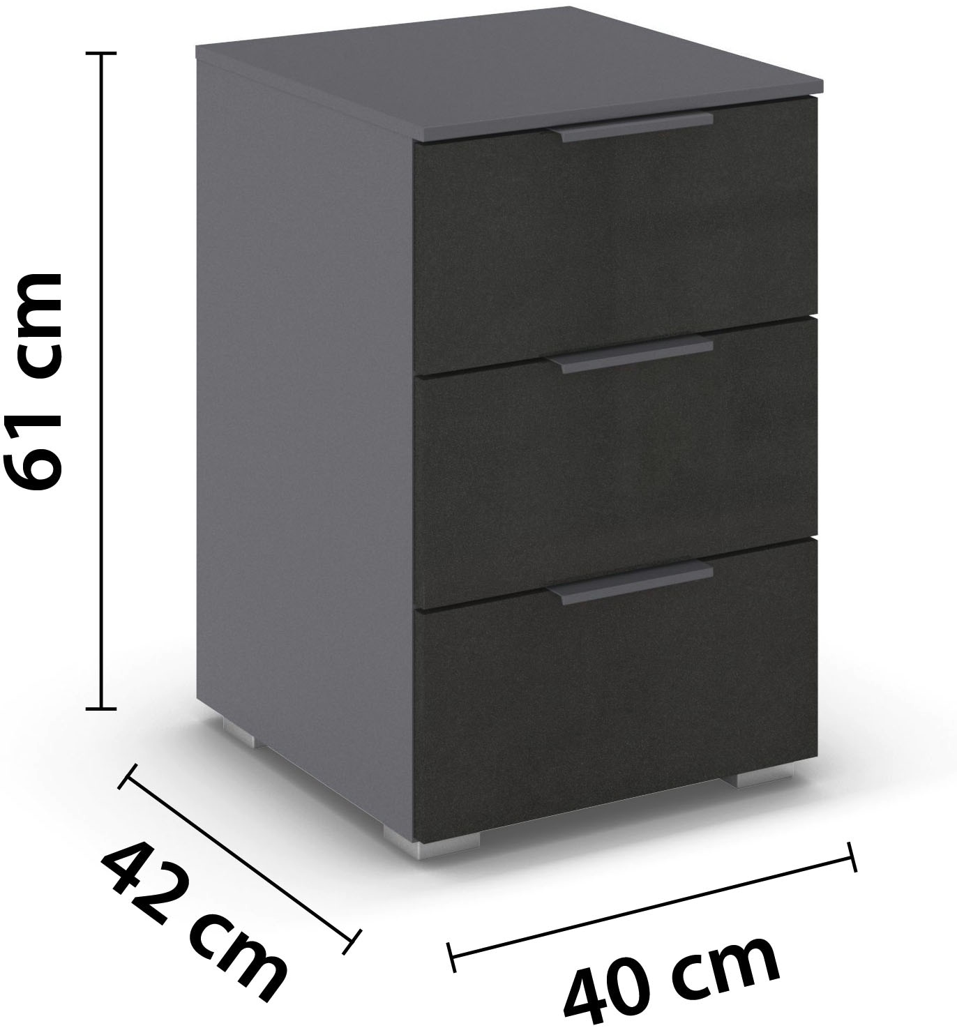 rauch Nachtkommode »Nachttisch Nachtkonsole AGORDO in Dekor- oder Hochglanzfront«, (in zwei Griff-Farben, Breite 40 cm), mit 3 geräumigen Schubladen für viel Stauraum MADE IN GERMANY