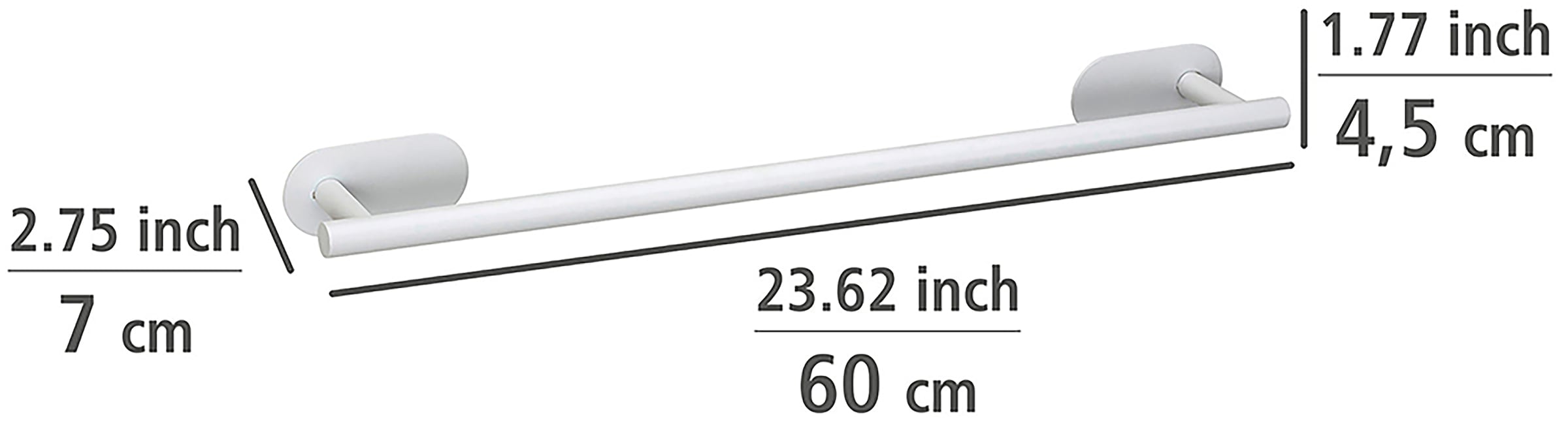 WENKO Handtuchstange »Turbo-Loc® Modell Uno Orea«, aus Edelstahl, Befestigen ohne Bohren, 60 cm