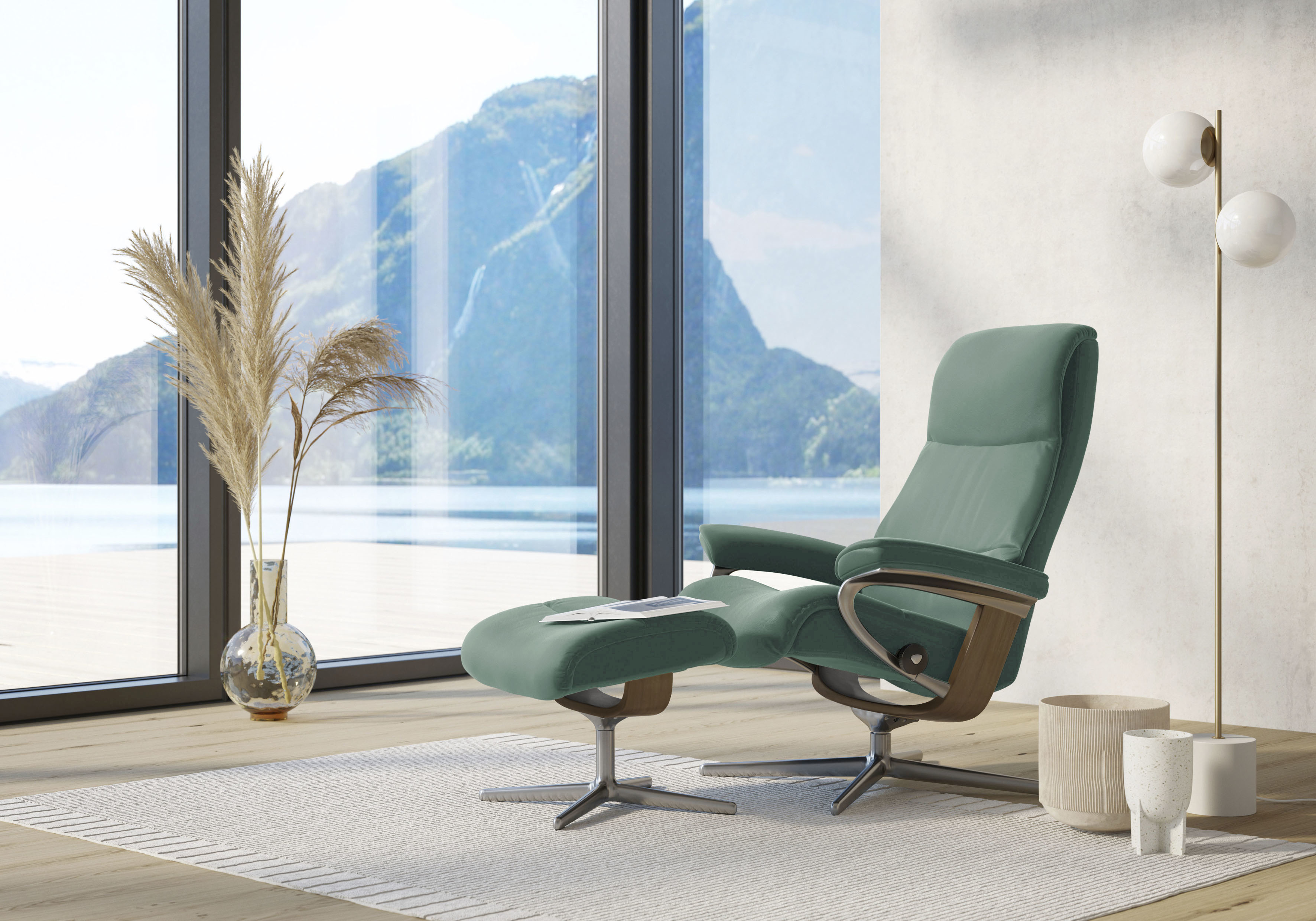 Stressless Relaxsessel "View" mit Cross Base, Größe S, M & L, Holzakzent Eiche