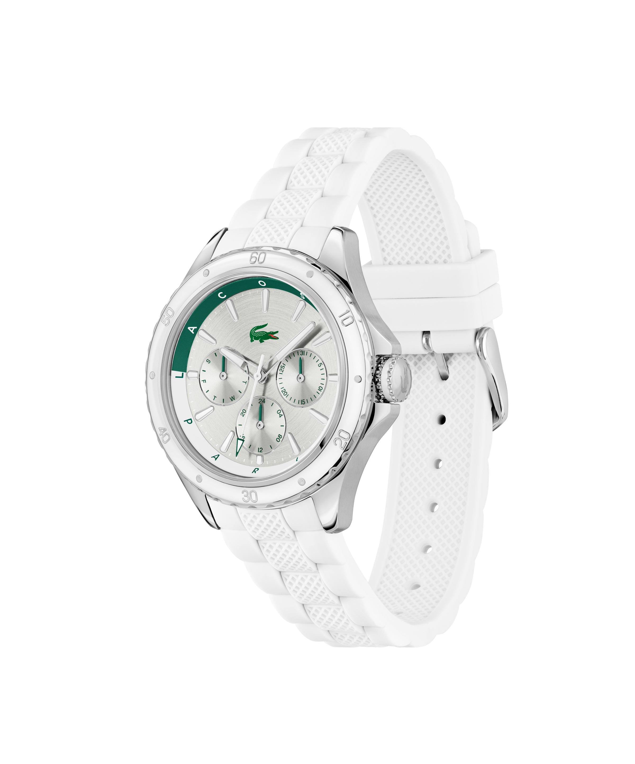 Lacoste Multifunktionsuhr »SANTORINI« Quarzuhr, Armbanduhr, Damenuhr, Silikonarmband, analog