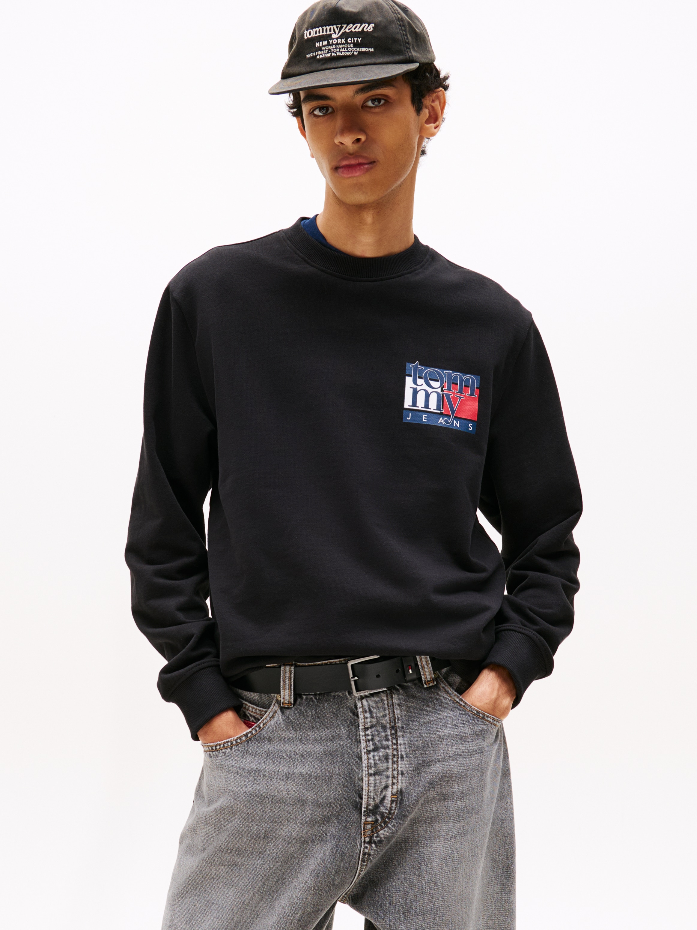 Tommy Jeans Sweatshirt "TJM RWB FLAG", Rundhals, regular fit, Print, Rippbü günstig online kaufen