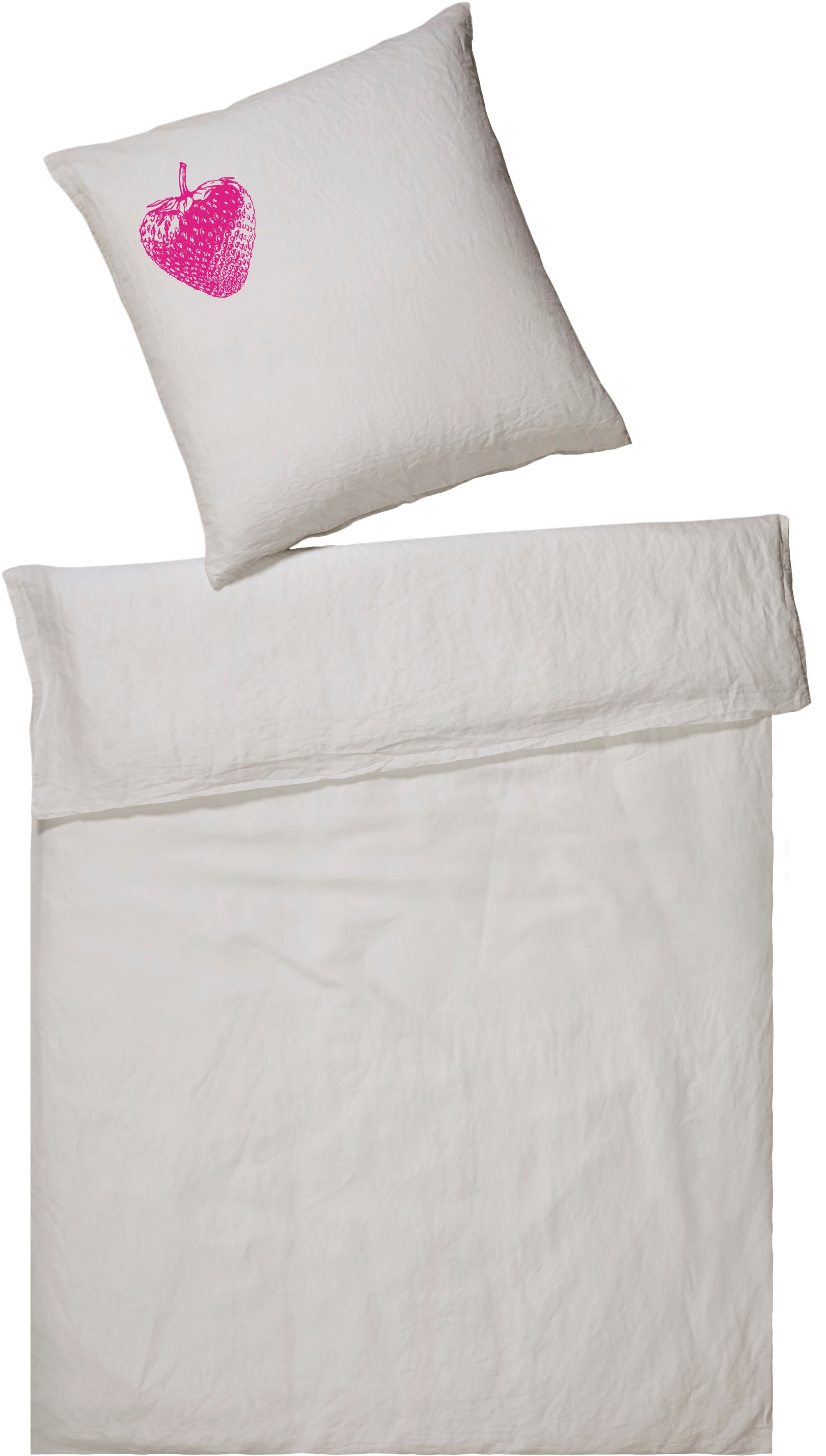 Elegante Bettwäsche "Erdbeere" 2 Stk. angenehmes Hautgefühl