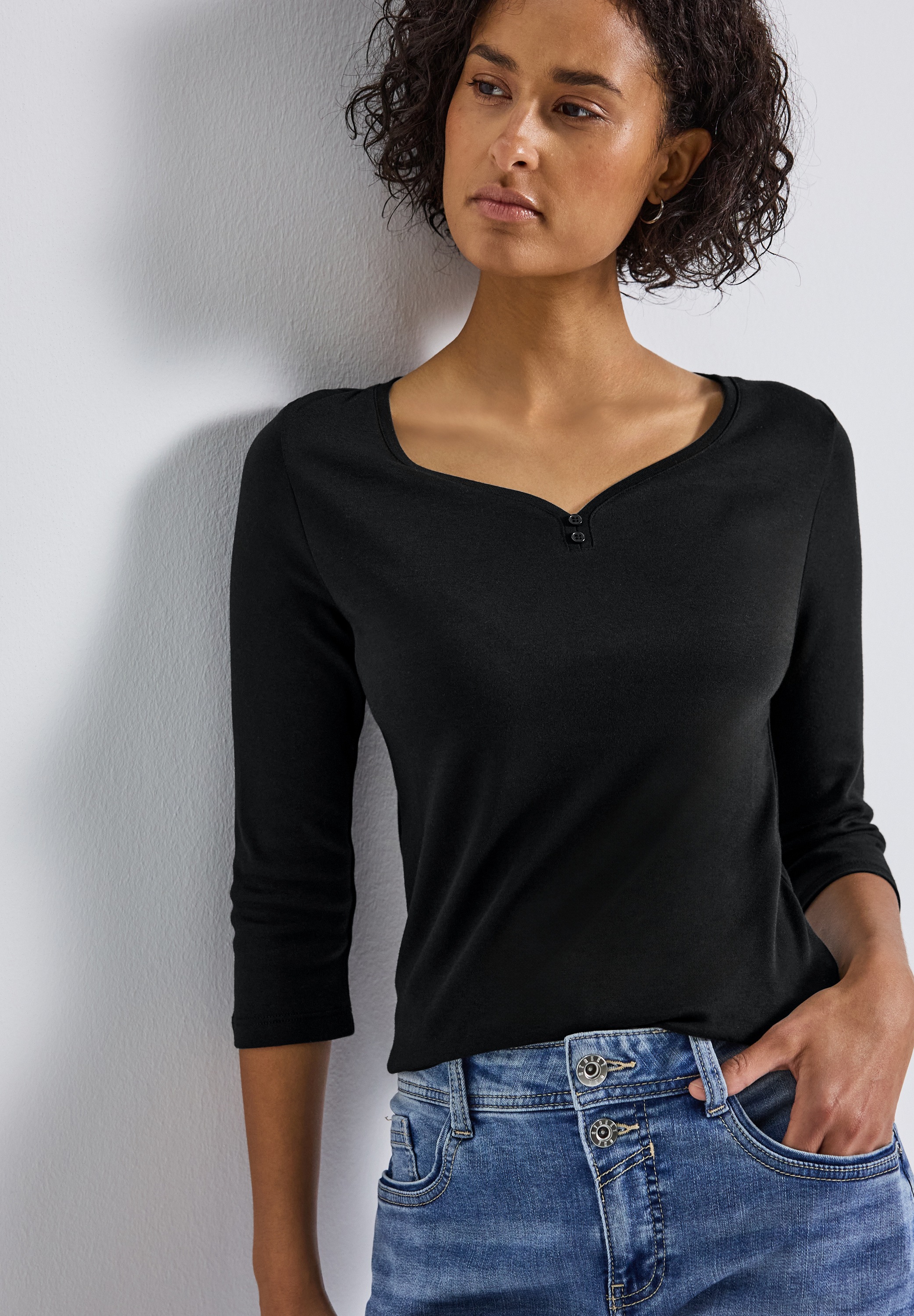 STREET ONE 3/4-Arm-Shirt mit Knopfdetail günstig online kaufen