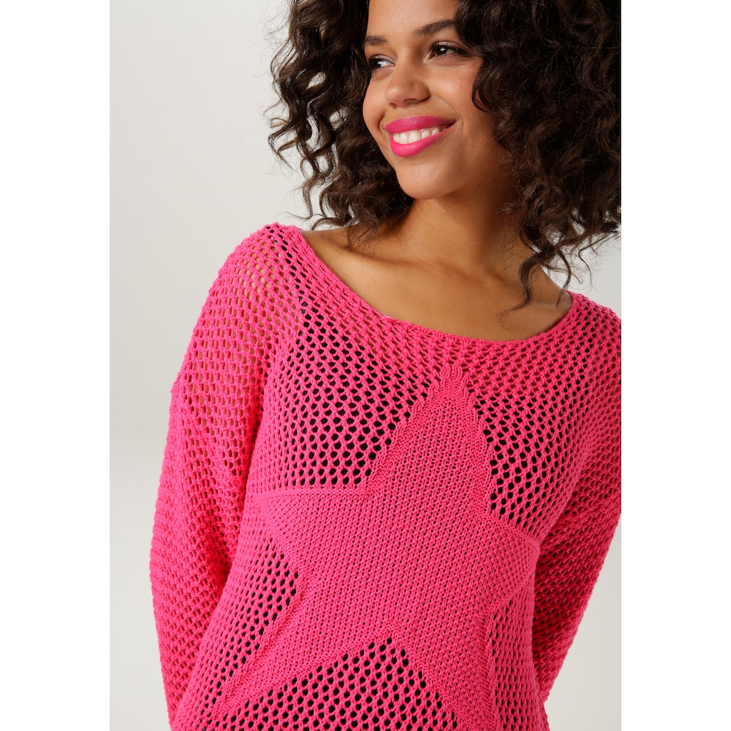 Aniston CASUAL Strickpullover, mit eingestricktem Stern - NEUE KOLLEKTION