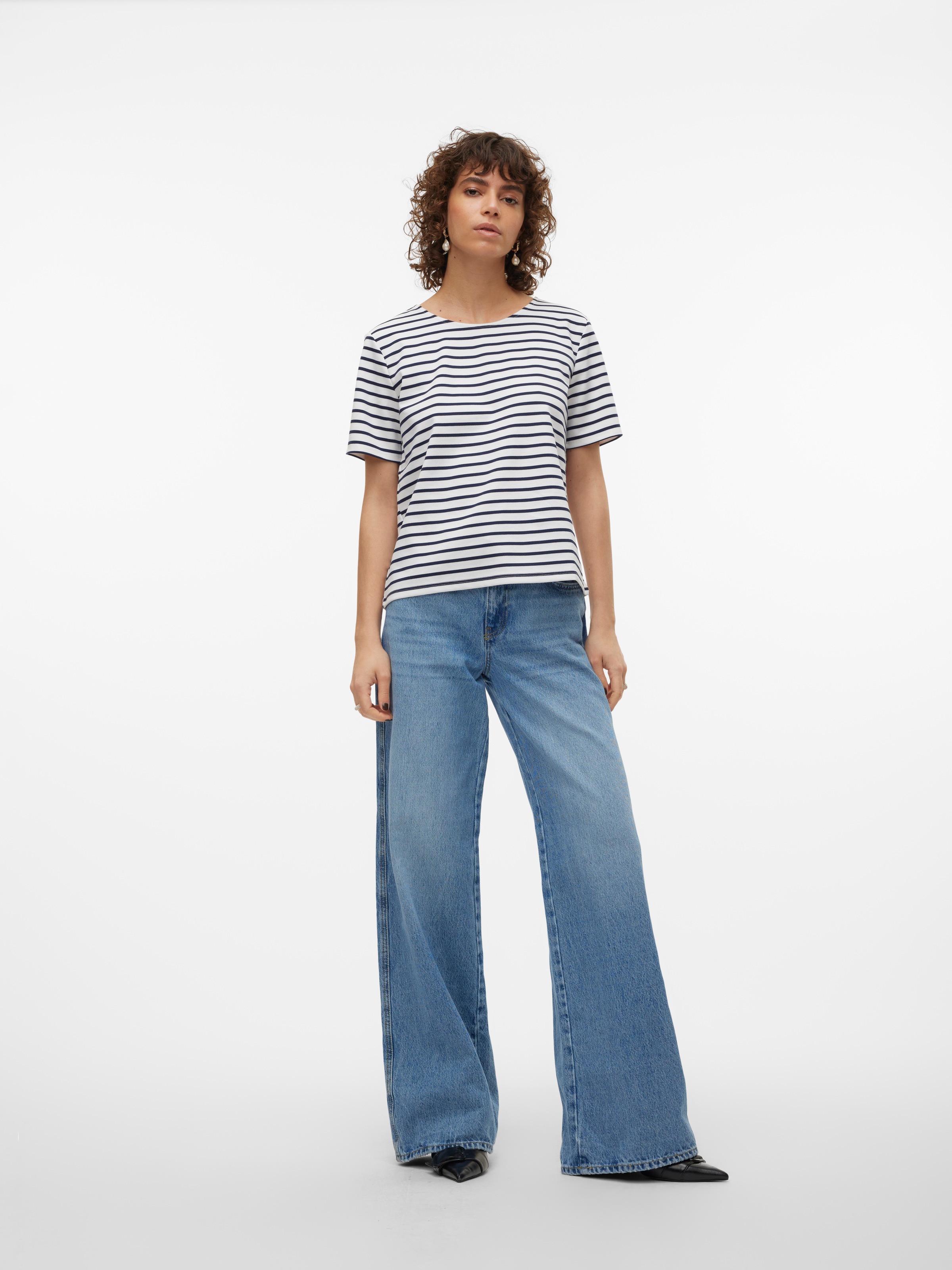 Vero Moda Rundhalsshirt »VMABBY SS ZIP TOP JRS NOOS«