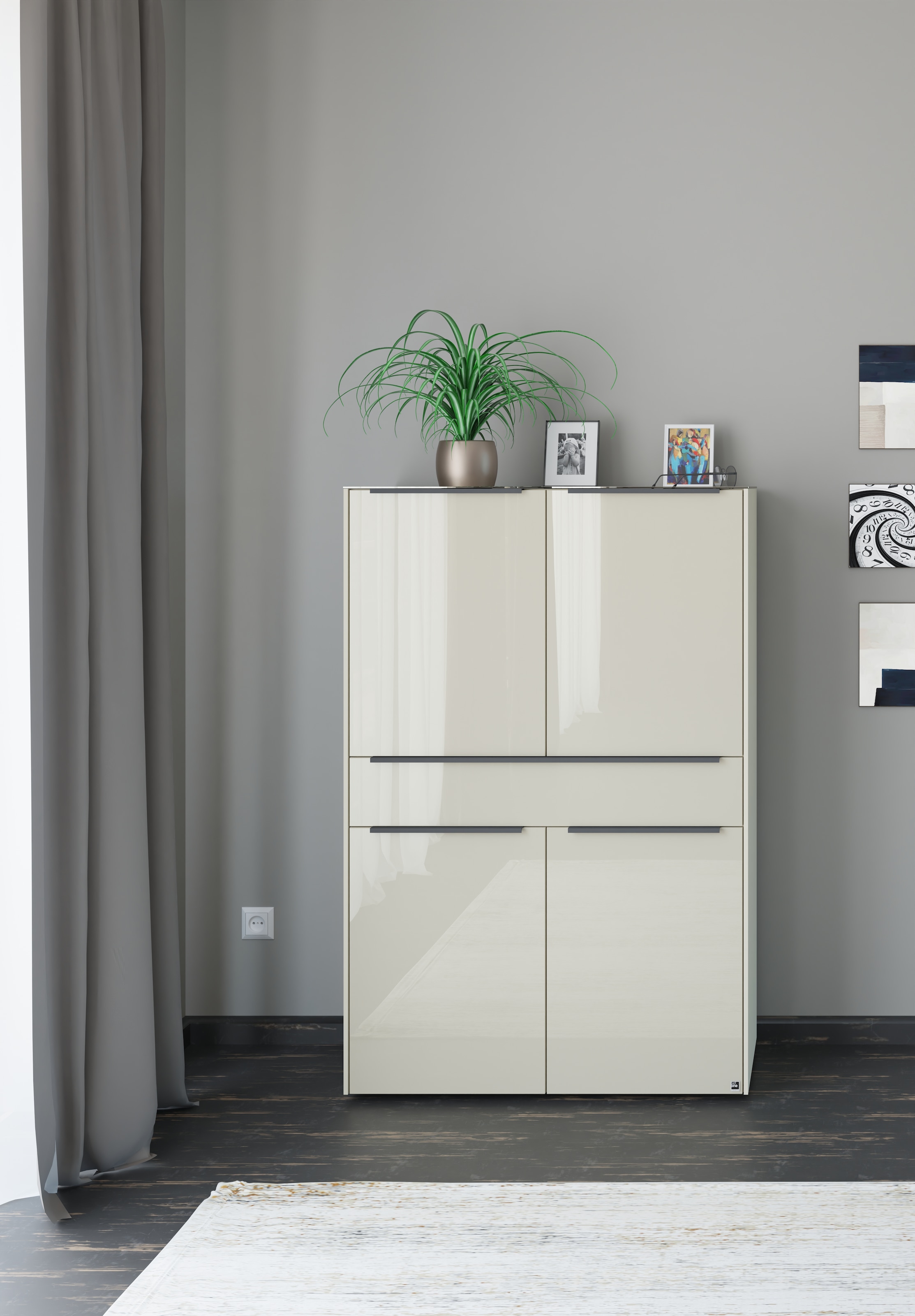 set one by Musterring Highboard »Reno« 1 Stk. tlg. Mit Gleitern und in verschiedenen Farben erhältlich