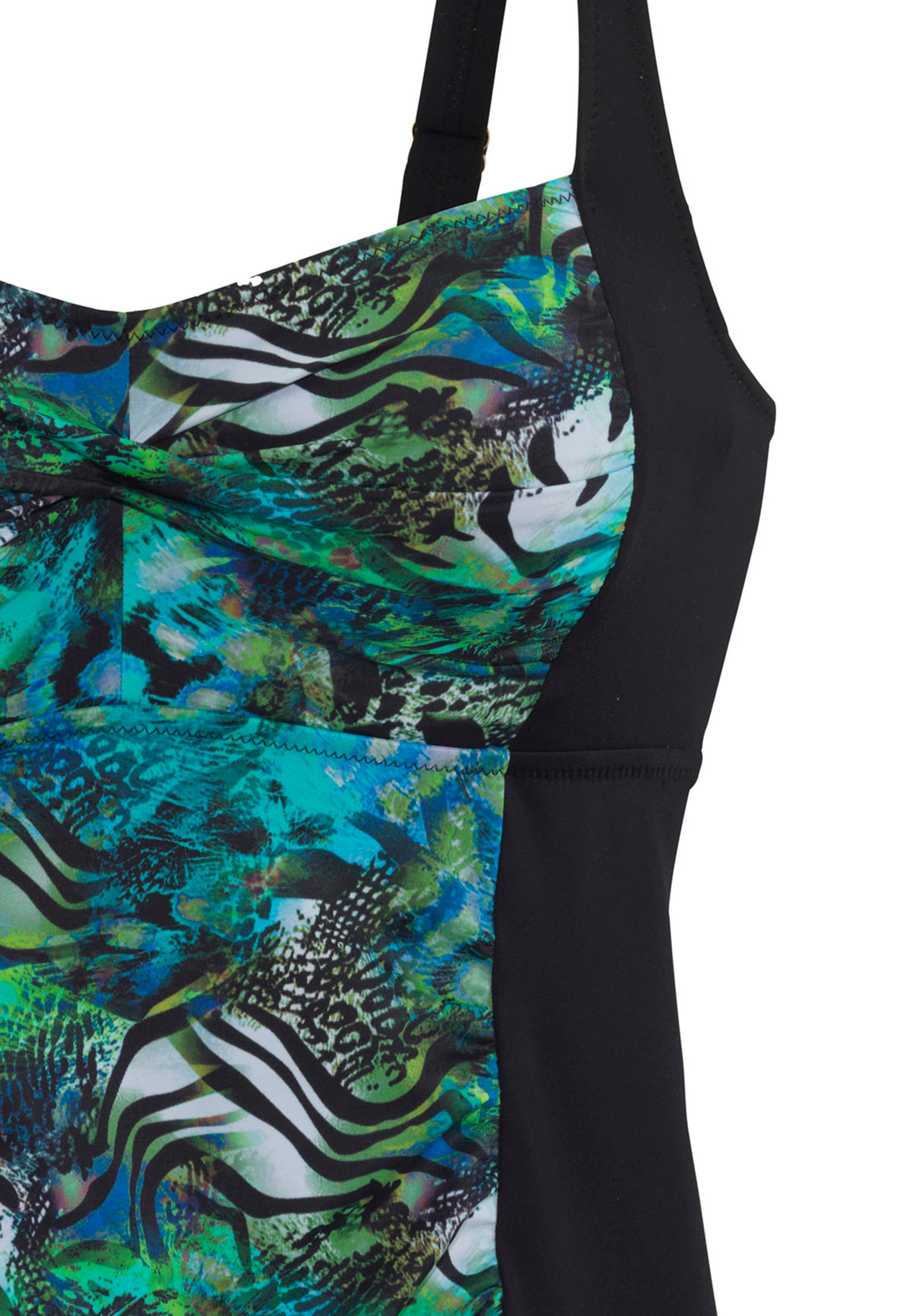 Bügel-Tankini VIVANCE, Damen, Gr. 48, Cup E, blau (türkis bedruckt), Xtra Life LYCRA, bedruckt, Bikini-Sets, mit modischen Raffungen 3