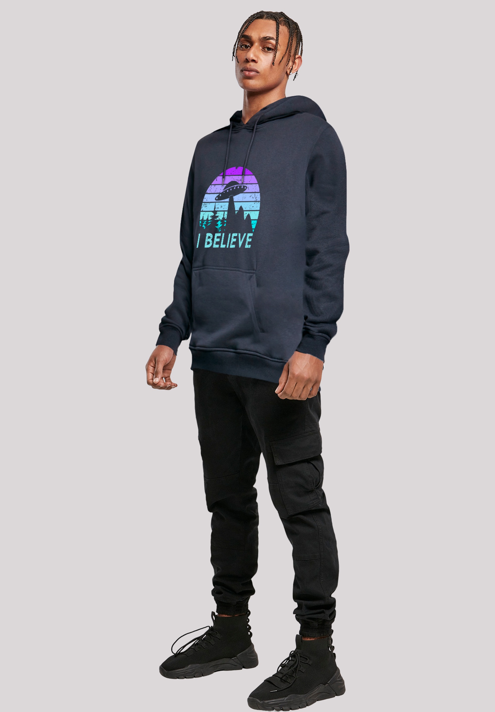 F4NT4STIC Kapuzenpullover »I BELIEVE UFO Alien Raumschiff Retro« Premium Qualität