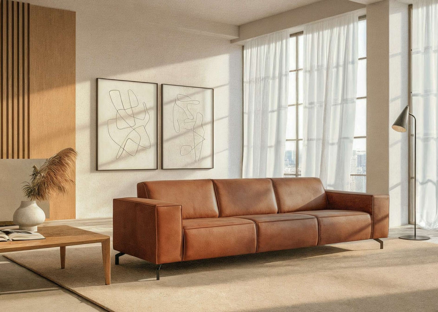 Home affaire 3-Sitzer "Lorcan 257 cm, weiches Sitzgefühl" mit schwarzen Met günstig online kaufen