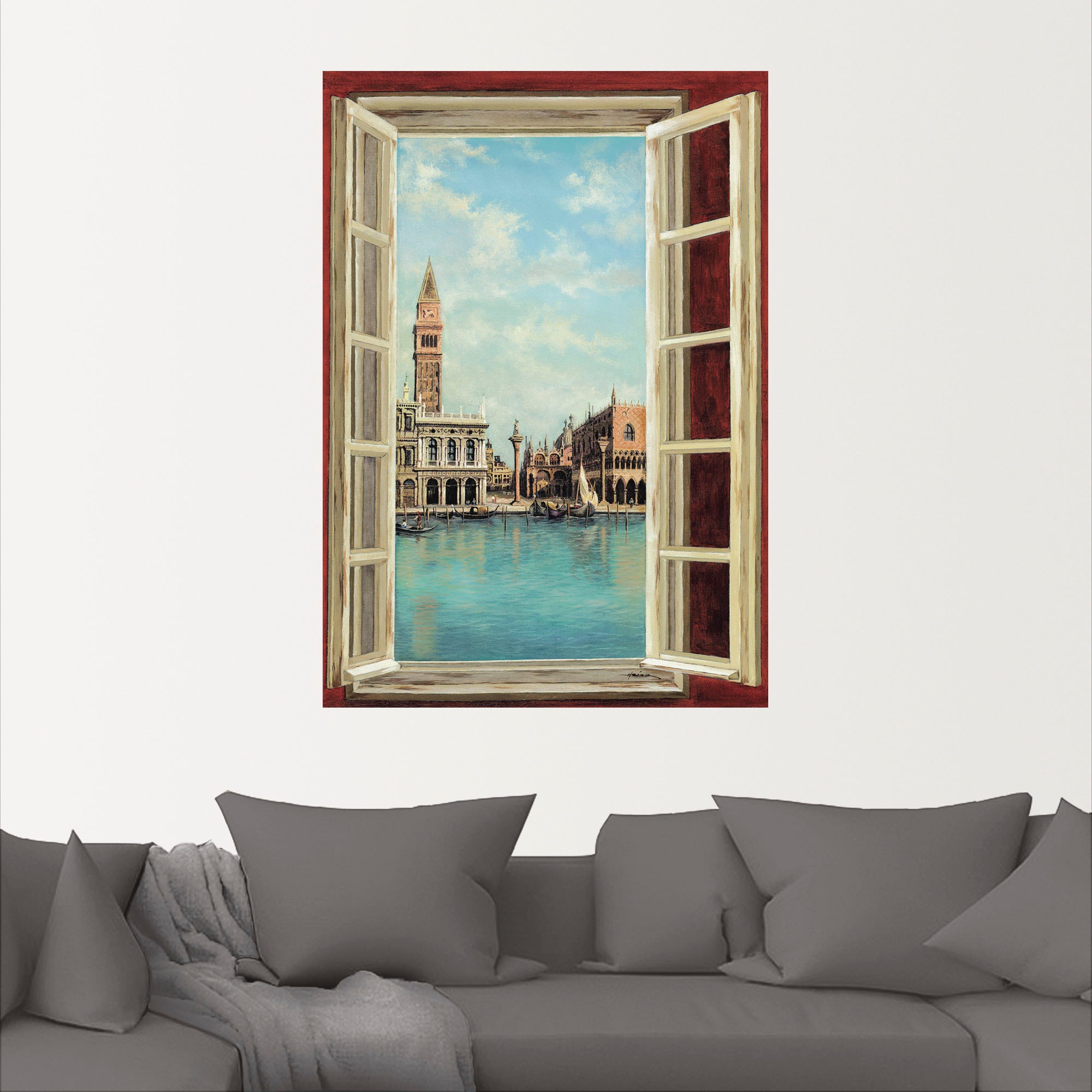 Artland Wandbild »Fenster mit Blick auf Venedig«, Fensterblick, (1 St.), als Leinwandbild, Poster, Wandaufkleber in verschied. Größen