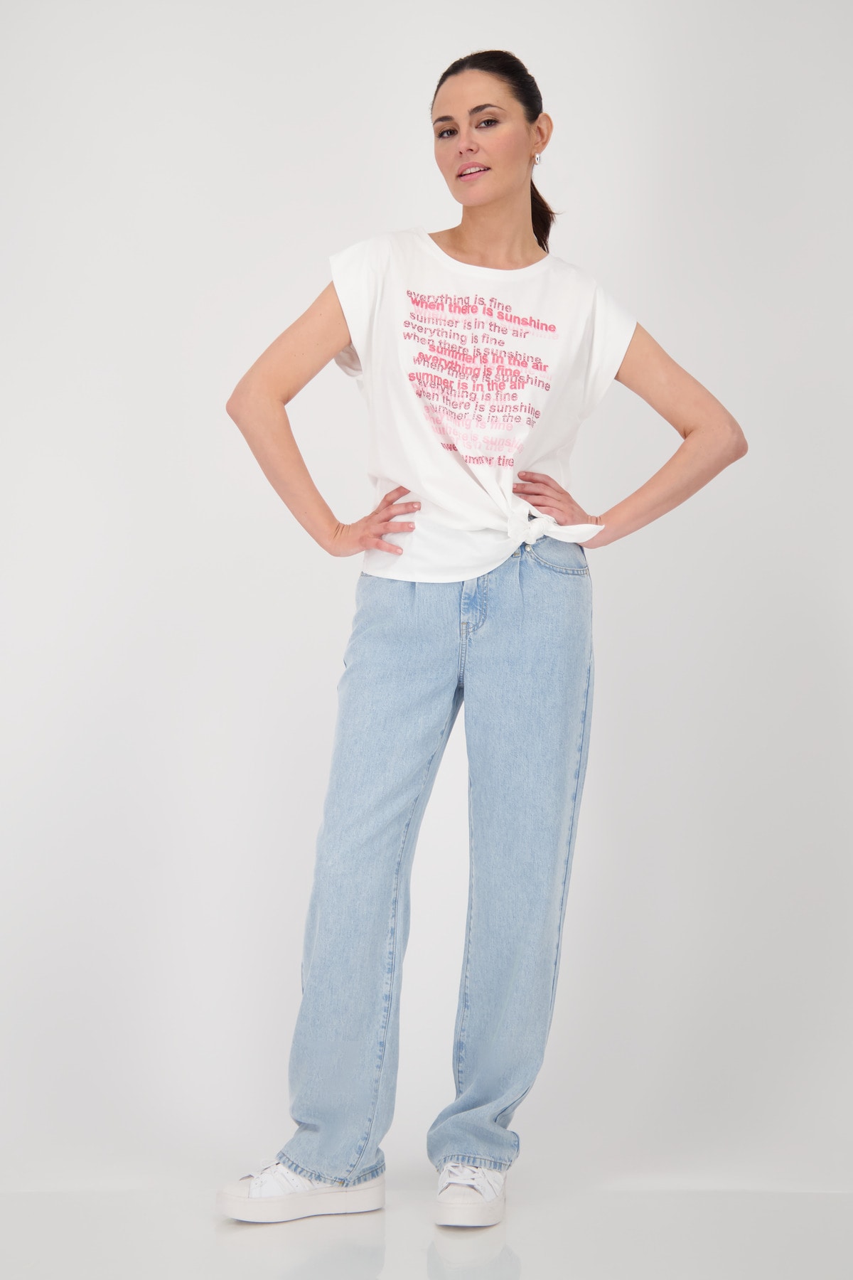 Monari T-Shirt »Shirt Schriftenmix«, Mit Rundhalsausschnitt