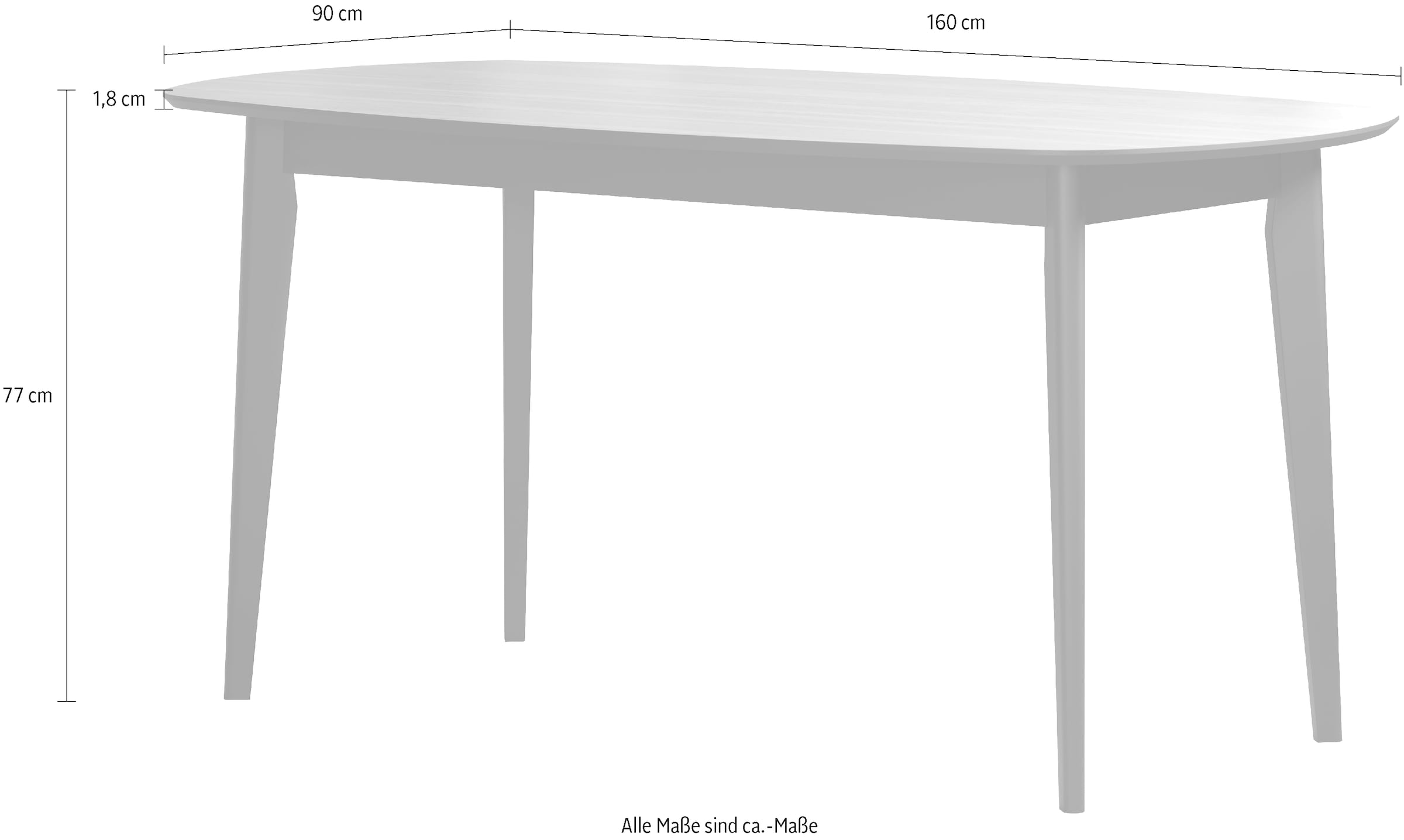 INOSIGN Esstisch »Ronda«, (1 St.), Esszimmertisch oval auf Massivholzfüßen - (B/T/H) 160/90/77 cm