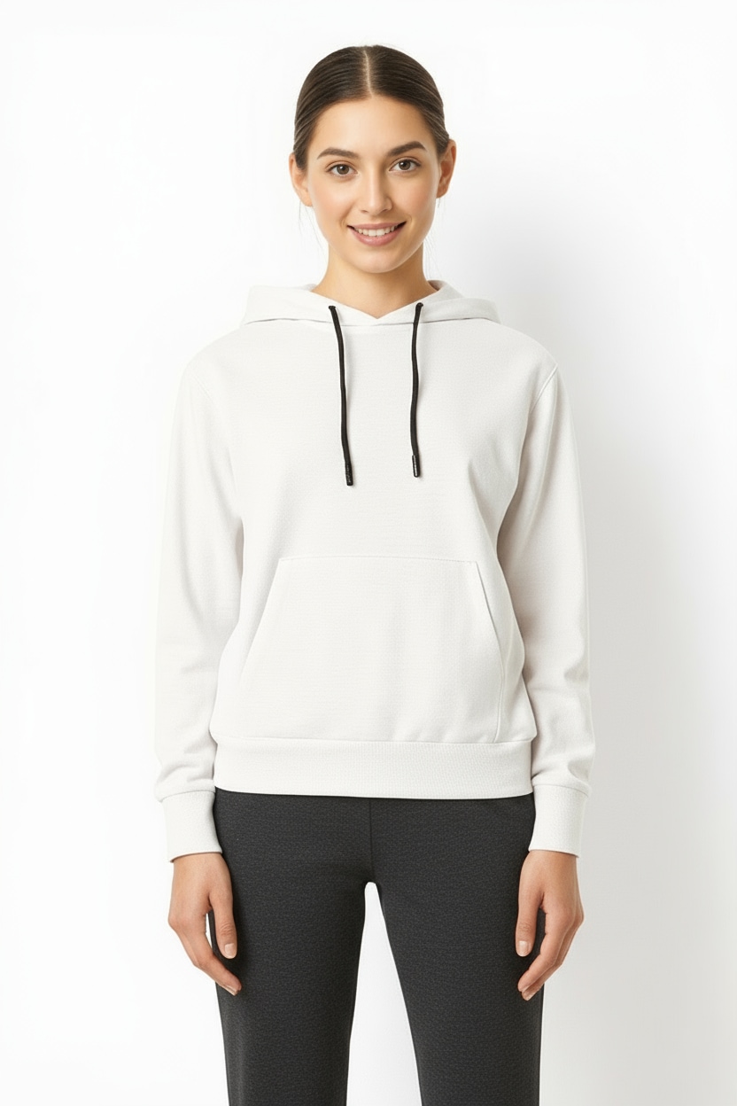 CMP Damen Kapuzenpulloverivory, Gr. XL, Obermaterial: 70% Polyester, 25% Viskose, 5% Elasthan, Pullover