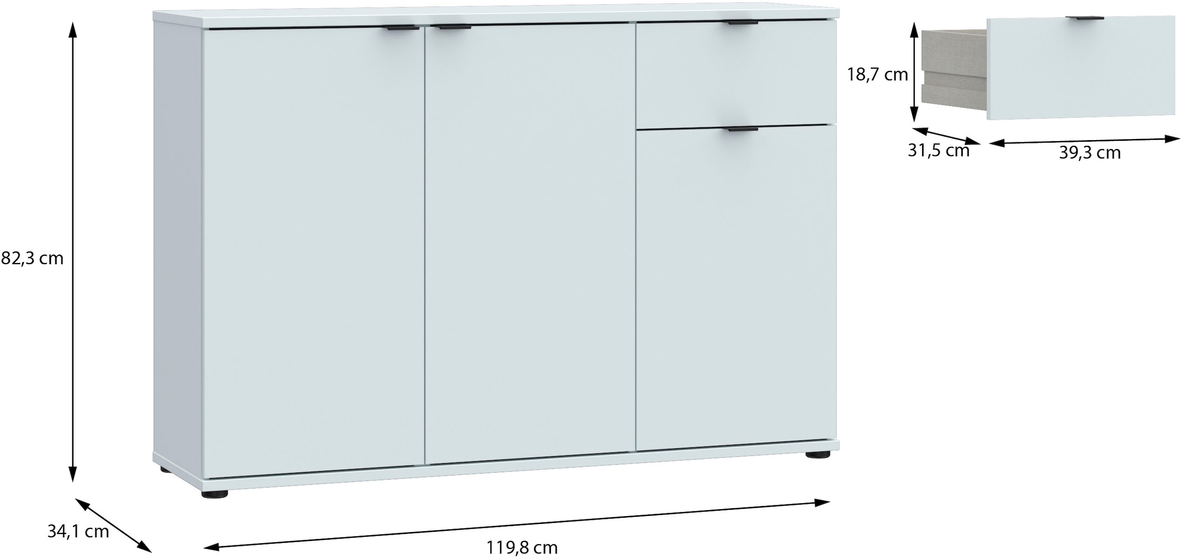 FORTE Sideboard »Ganymede«, Sideboard, Stauraum, Schublade; Metallgriffe, 4 Dekore, Breite 119,8cm