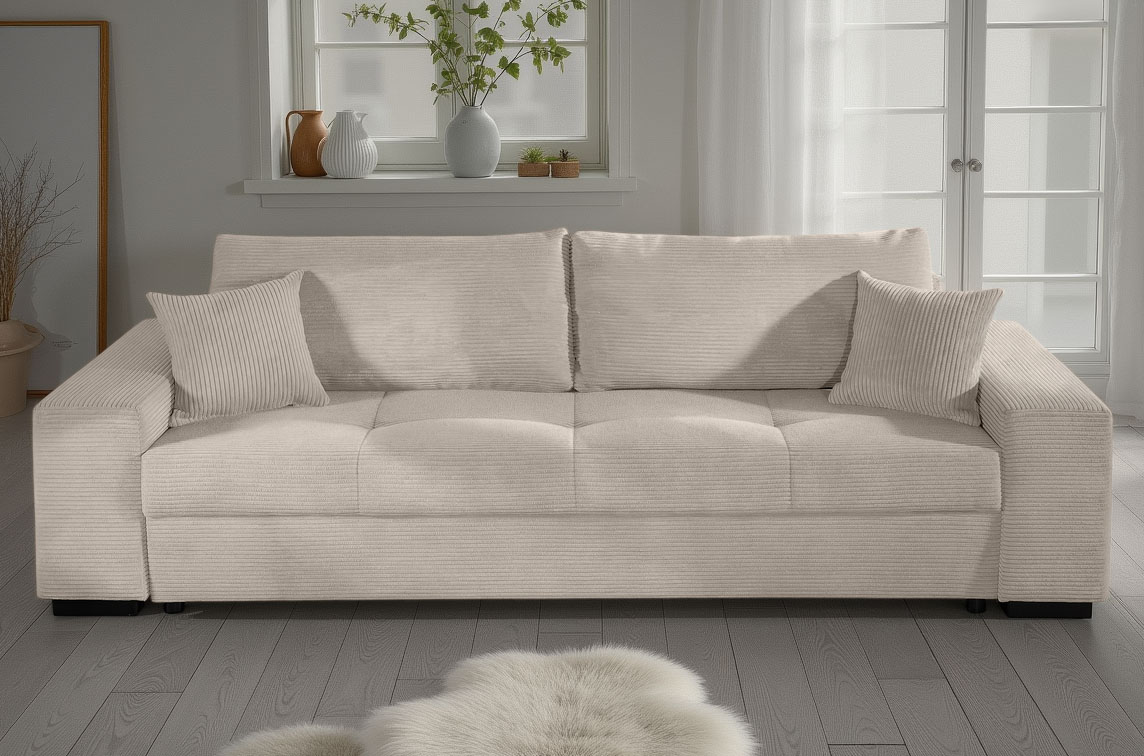 COLLECTION AB "Kreta, B: 248 cm, Liegefl. 137x195 cm" Schlaffunktion, Bettkasten & 2 Zierkissen, optional mit Topper