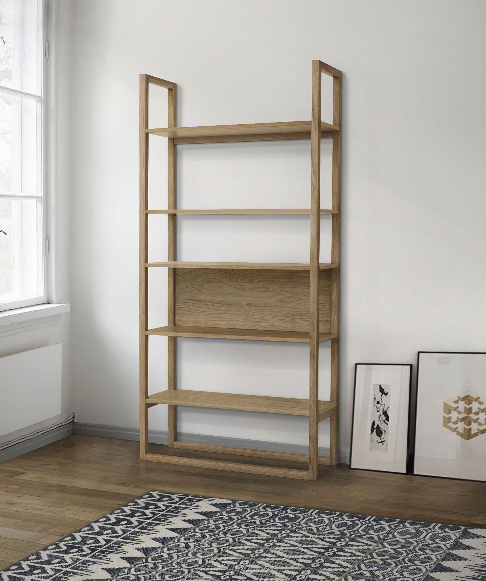 Woodman Bücherregal "New Est, Regal, Standregal" Made in Europe, im skandinavischen Design, Gestell aus massiver Eiche, FSC