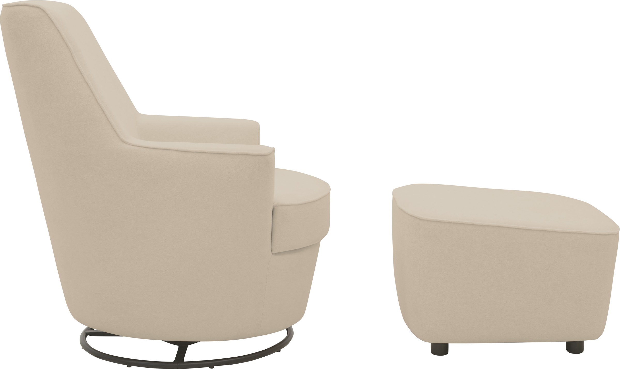 INOSIGN Drehsessel »HETTY, Drehsessel mit Wippfunktion und Hocker; Lesesessel, Armsessel«, (Set, 2 St.), mit Dreh/Wippfunktion, mit Federkern, in Cord und Microfaser