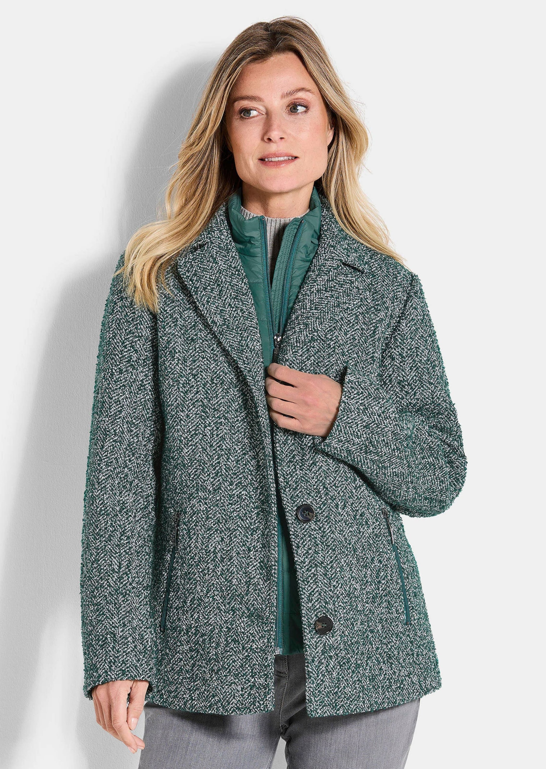 GOLDNER Kurzjacke »Jacke in 2-in-1-Optik mit Steppeinsatz«
