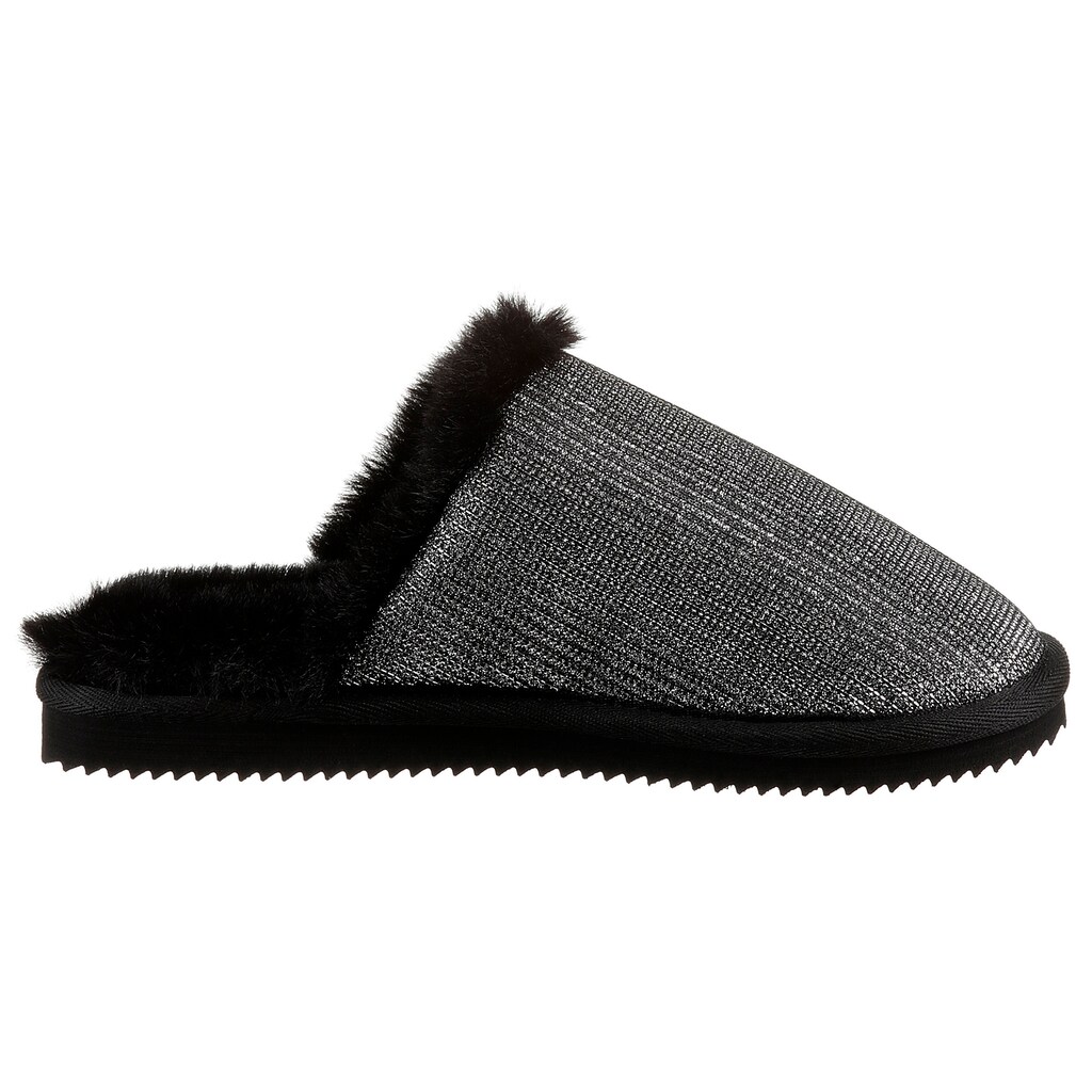Schuhe Hausschuhe MICHAEL KORS Pantoffel »Janis«, in glitzernder Optik silberfarben-schwarz Schuhe Hausschuhe MICHAEL KORS Pantoffel »Janis«, in glitzernder Optik silberfarben-schwarz