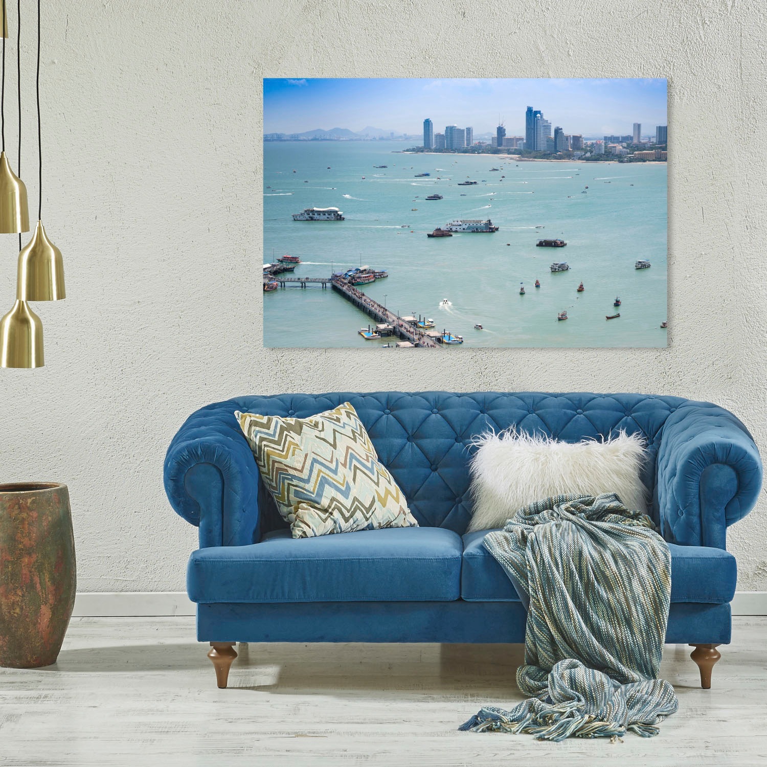 queence Acrylglasbild "Hafen", Skyline-Gebäude-Städte-Bilder von Booten & S günstig online kaufen