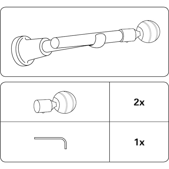 GARDINIA Gardinenstangen-Endstück »Endstück Kugel«, (Set, 2 St.), Serie  Gardinenstangen-Set Ally Ø 19 mm auf Rechnung | BAUR